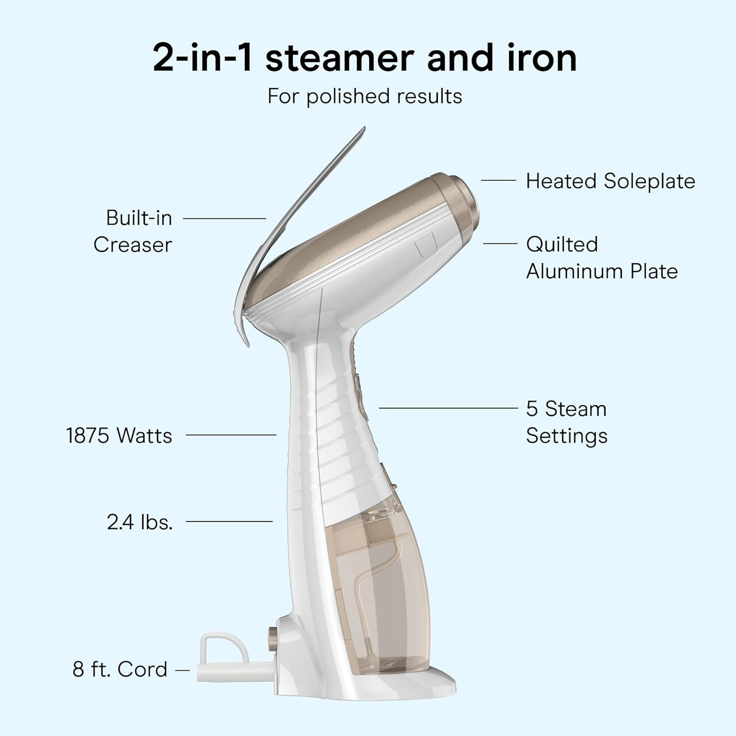 image:imageConair Handheld Garment Steamer for Clothes Turbo ExtremeSteam 1875W Fabric Steamer Portable Handheld Design Strong Penetrating Steam Amazon Exclusive BlackWhite