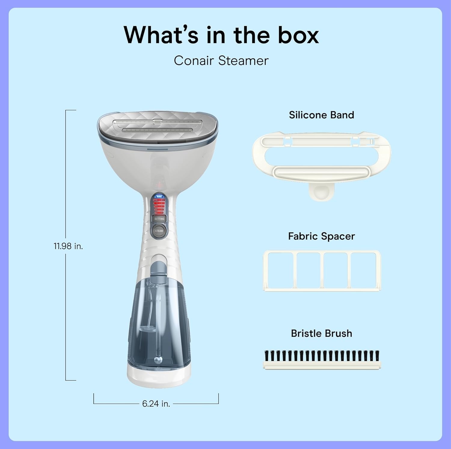 image:imageConair Handheld Garment Steamer for Clothes Turbo ExtremeSteam 1875W Fabric Steamer Portable Handheld Design Strong Penetrating Steam WhiteChampagneBlue