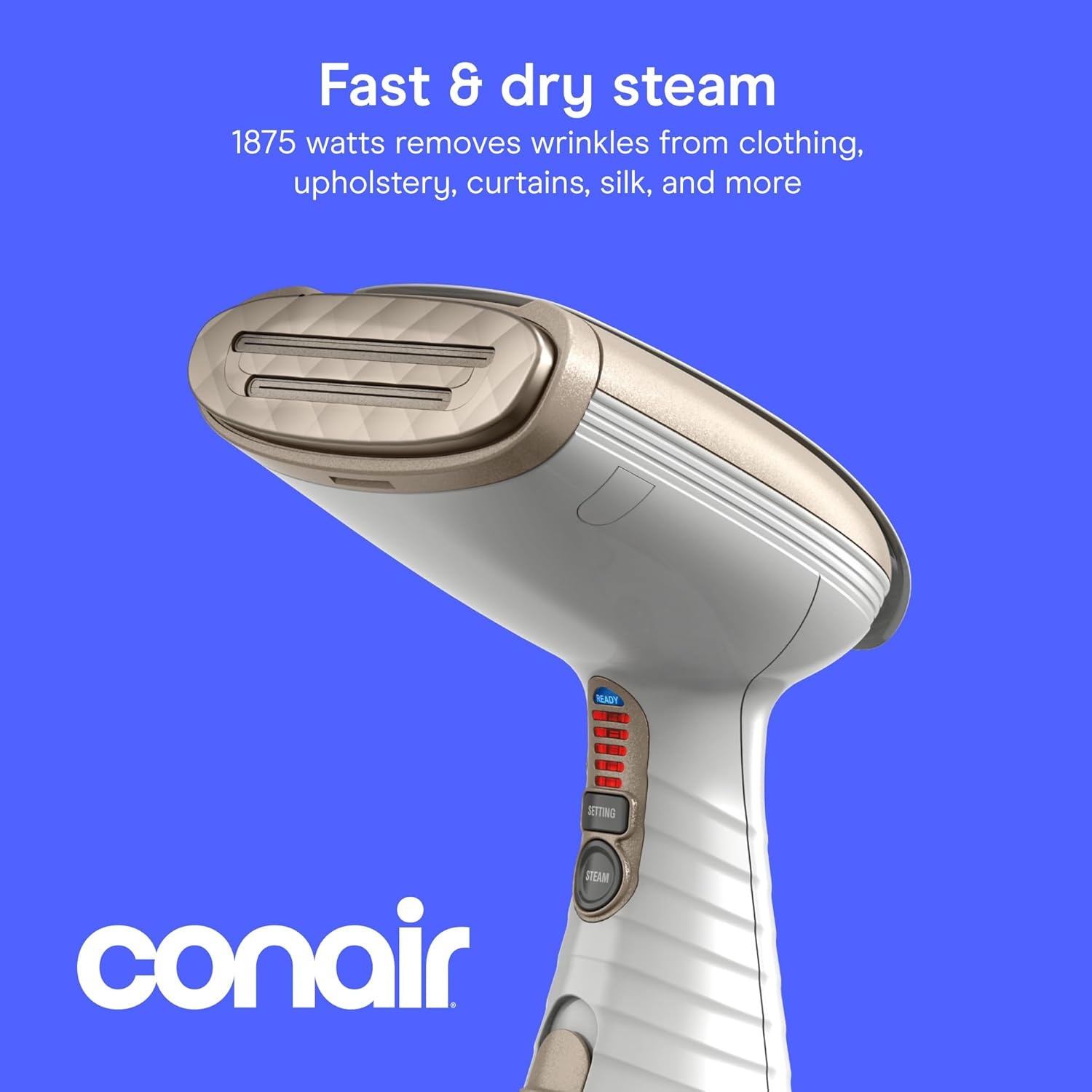 image:imageConair Handheld Garment Steamer for Clothes Turbo ExtremeSteam 1875W Fabric Steamer Portable Handheld Design Strong Penetrating Steam WhiteChampagneWhite