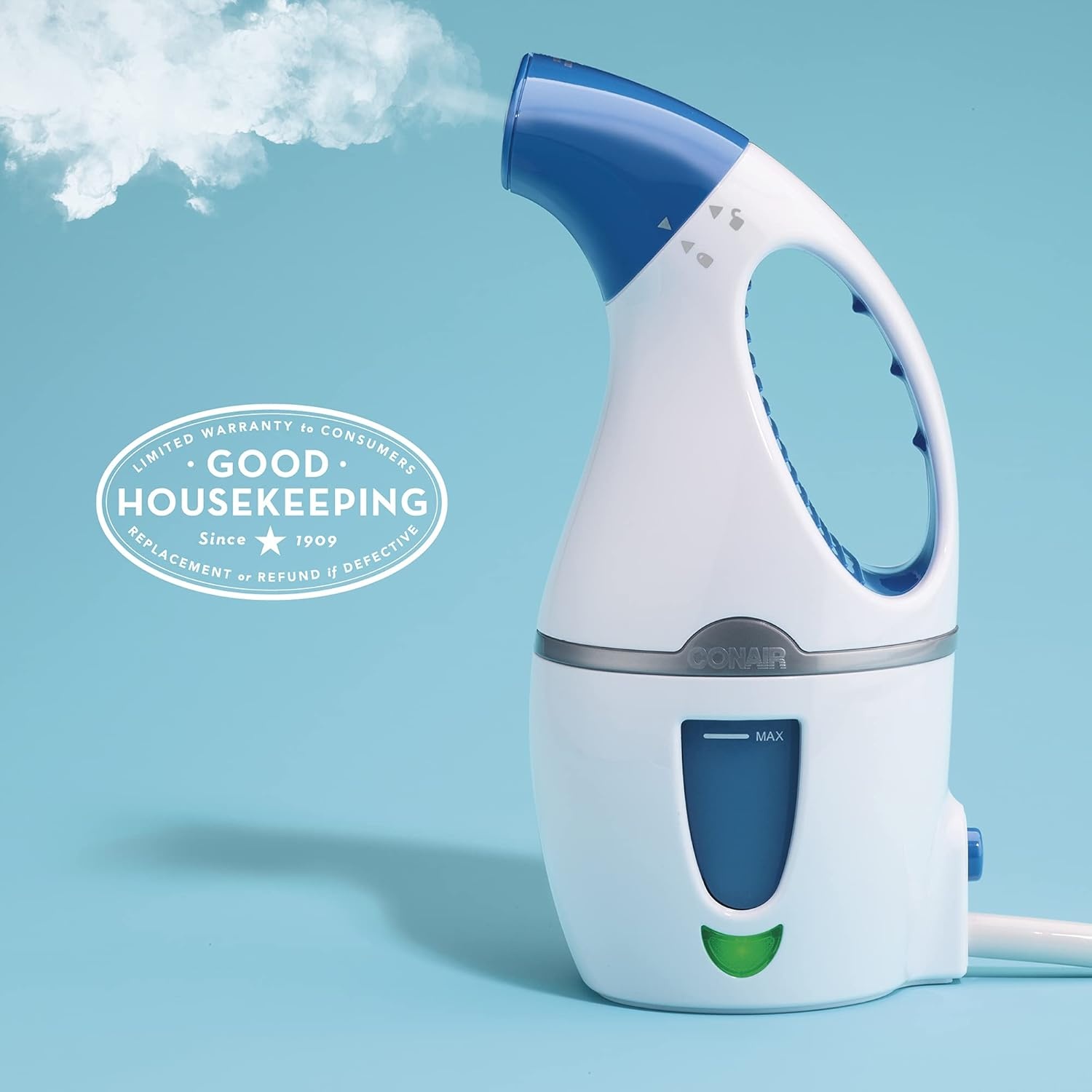 image:imageConair Handheld Travel Garment Steamer for Clothes CompleteSteam 1100W For Home Office and TravelBlackWhite Blue
