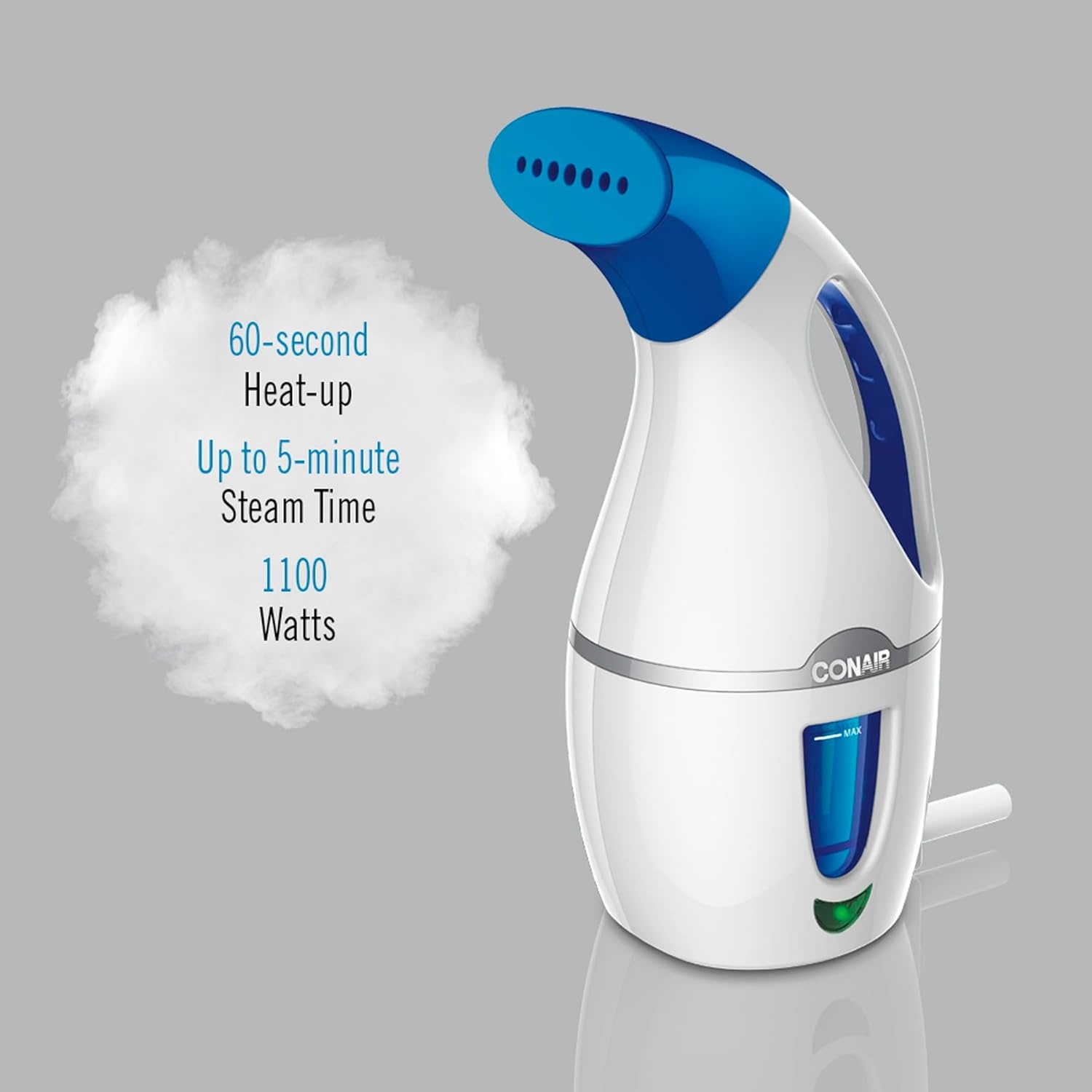 image:imageConair Handheld Travel Garment Steamer for Clothes CompleteSteam 1100W For Home Office and TravelBlackWhite Blue