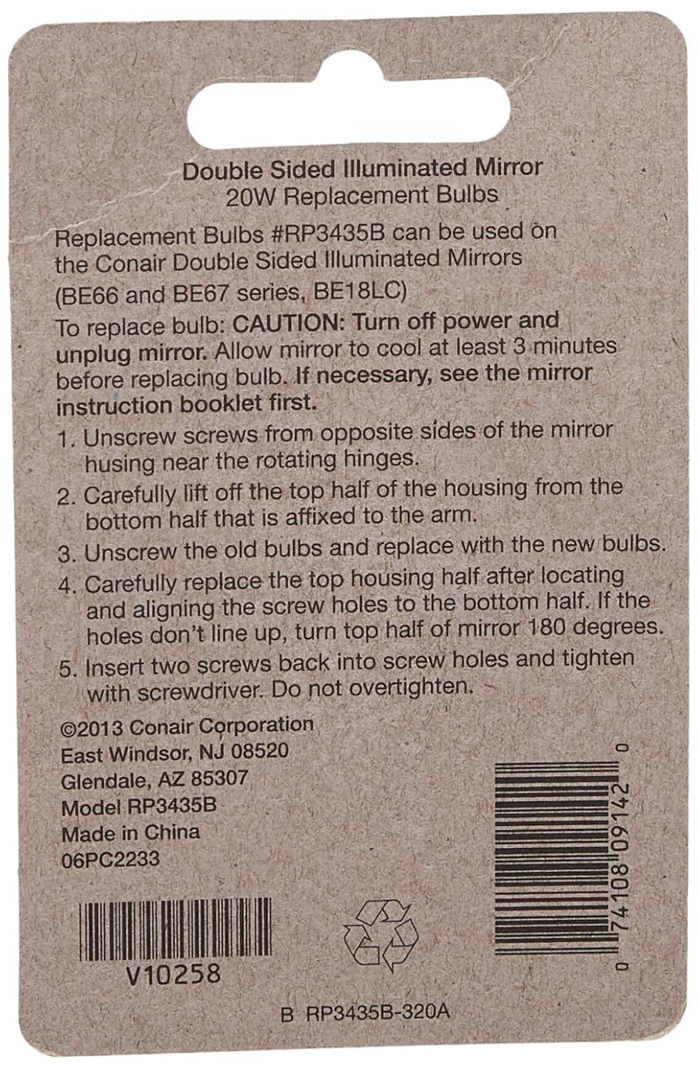image:imageConair Incandescent Mirror Replacement Bulb 20W 1 Clear2 Count Pack of 1