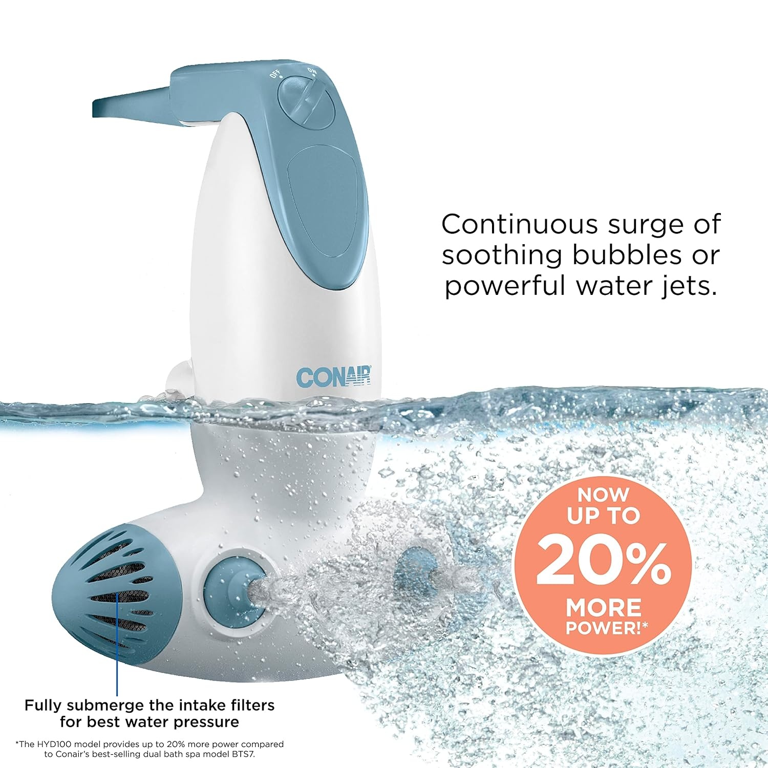 image:imageConair Jet Hydro Spa Portable Bath Spa with Dual Hydro Jets for Tub Bath Spa Jet for Tub Creates Soothing Bubbles andor Massage Spa Bath for at Home UseWhite
