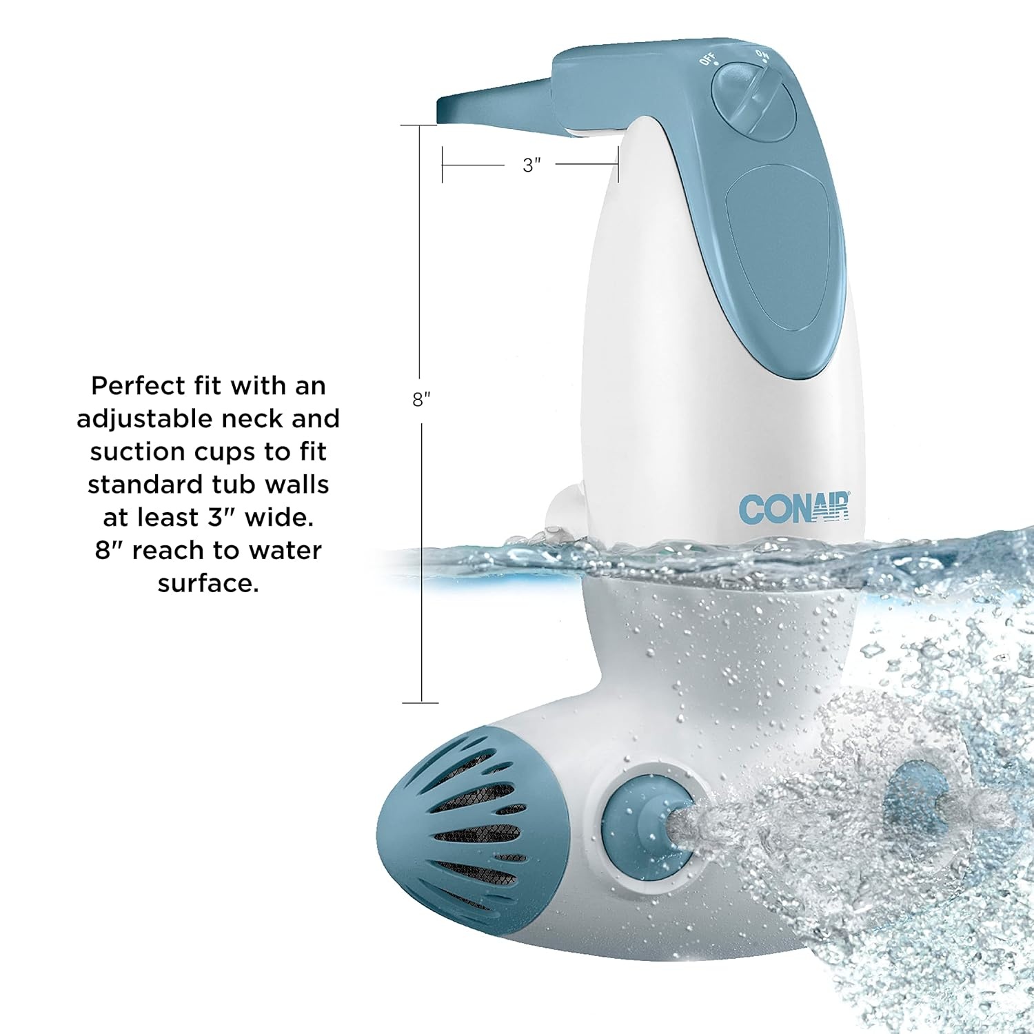 image:imageConair Jet Hydro Spa Portable Bath Spa with Dual Hydro Jets for Tub Bath Spa Jet for Tub Creates Soothing Bubbles andor Massage Spa Bath for at Home UseWhite