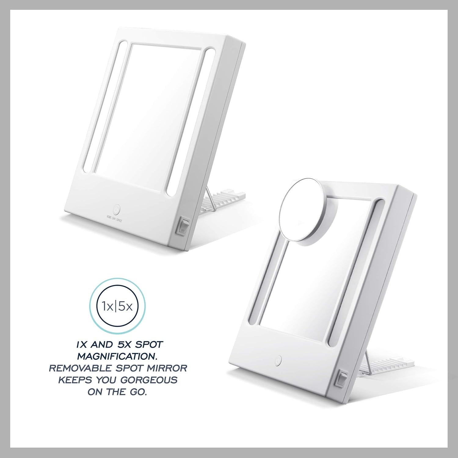 image:imageConair Lighted Makeup Mirror LED Vanity Mirror 1X5X Magnifying Mirror Corded in Glossy White11L x 9W