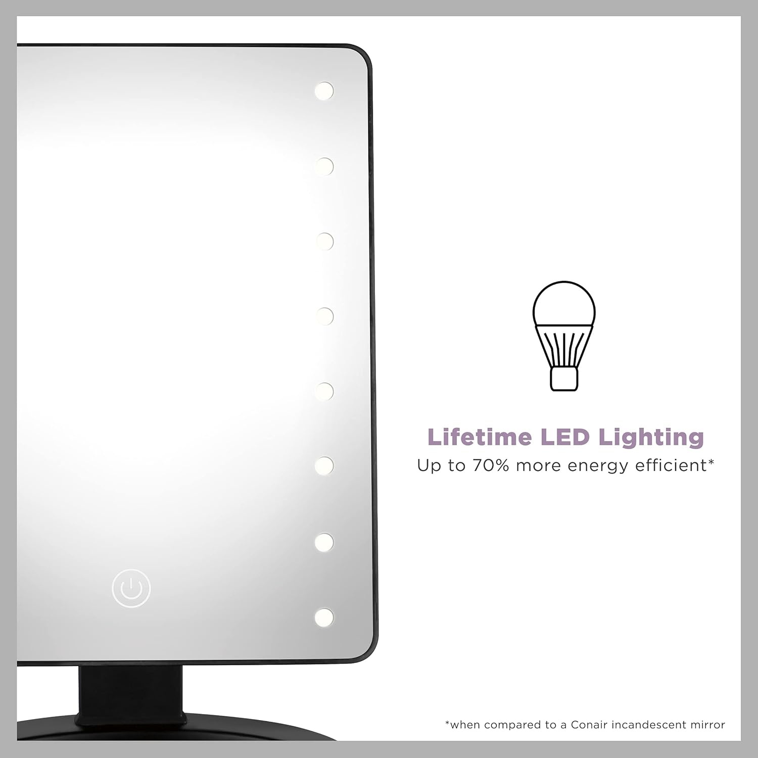 image:imageConair Lighted Makeup Mirror LED Vanity Mirror with Storage Base Battery Operated in Black