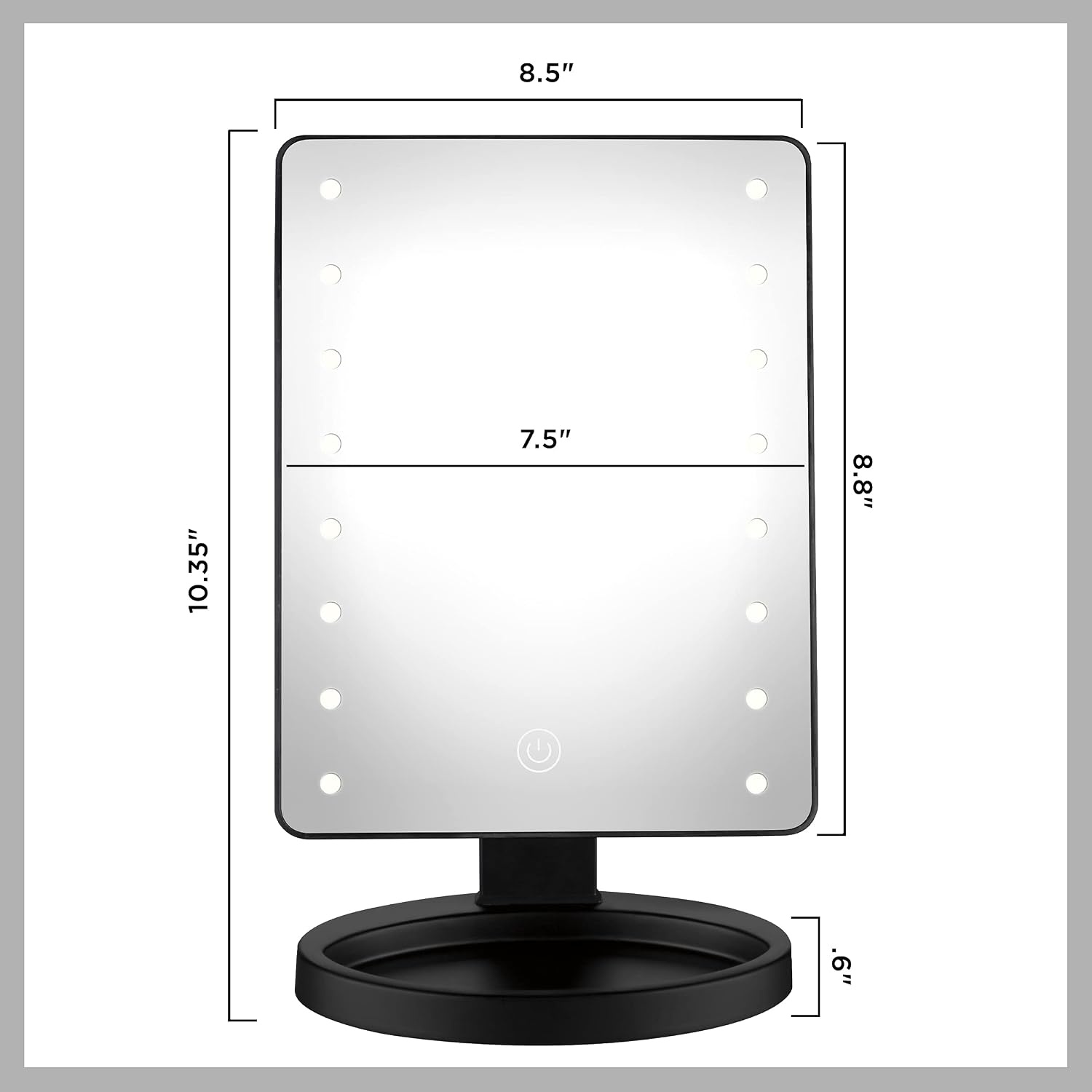 image:imageConair Lighted Makeup Mirror LED Vanity Mirror with Storage Base Battery Operated in Black