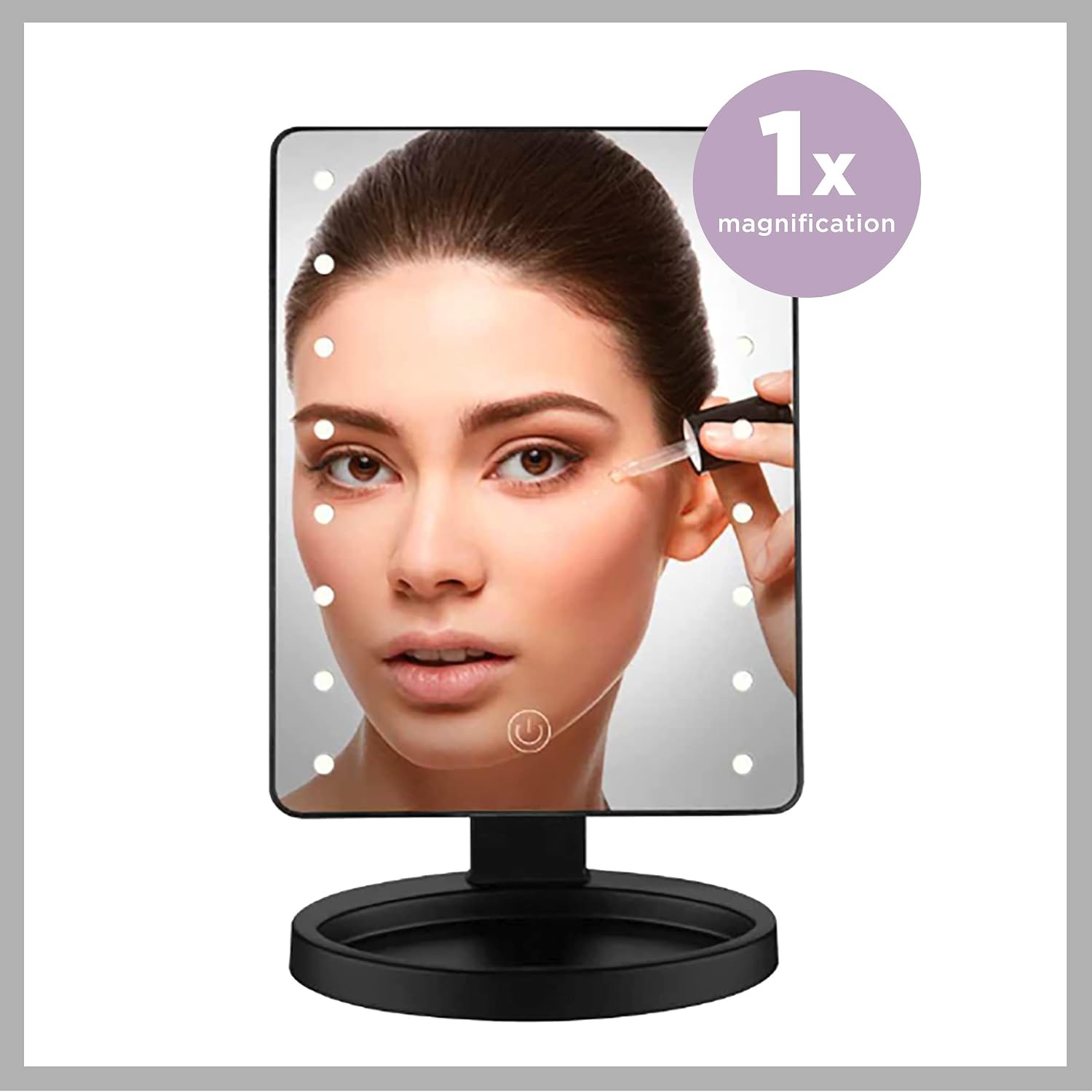 image:imageConair Lighted Makeup Mirror LED Vanity Mirror with Storage Base Battery Operated in Black