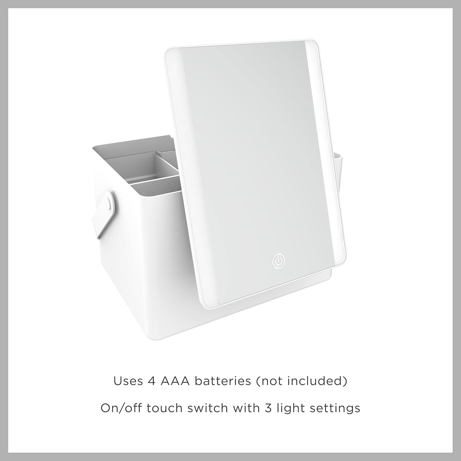 image:imageConair Lighted Makeup Mirror Makeup Organizer with Mirror Storage Box Battery Operated in Glossy White