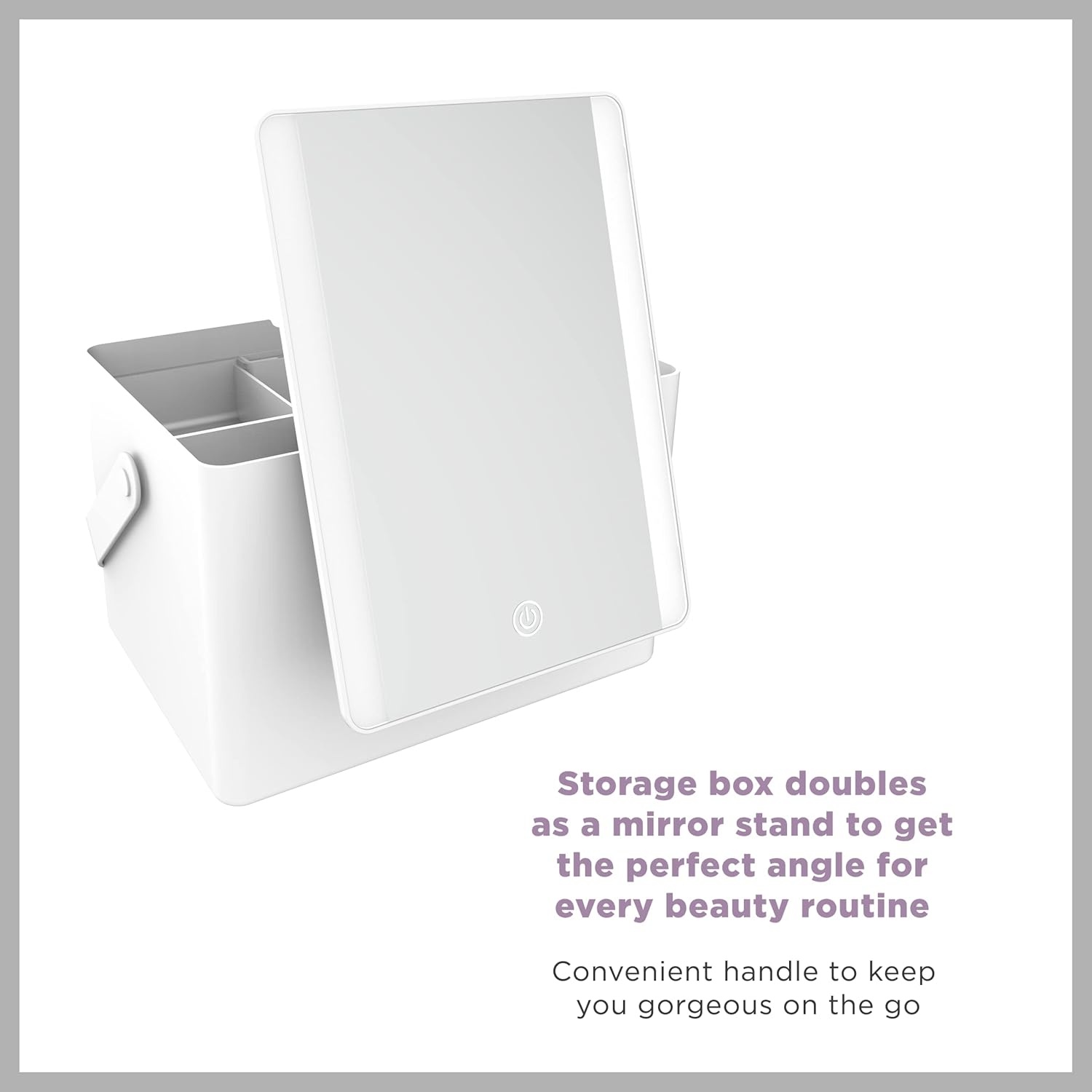 image:imageConair Lighted Makeup Mirror Makeup Organizer with Mirror Storage Box Battery Operated in Glossy White