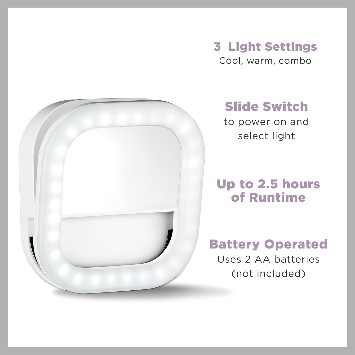 image:imageConair Lighted Makeup Mirror for Phone Selfie Ring Light and Vanity Mirror Battery Operated White118L x 43W