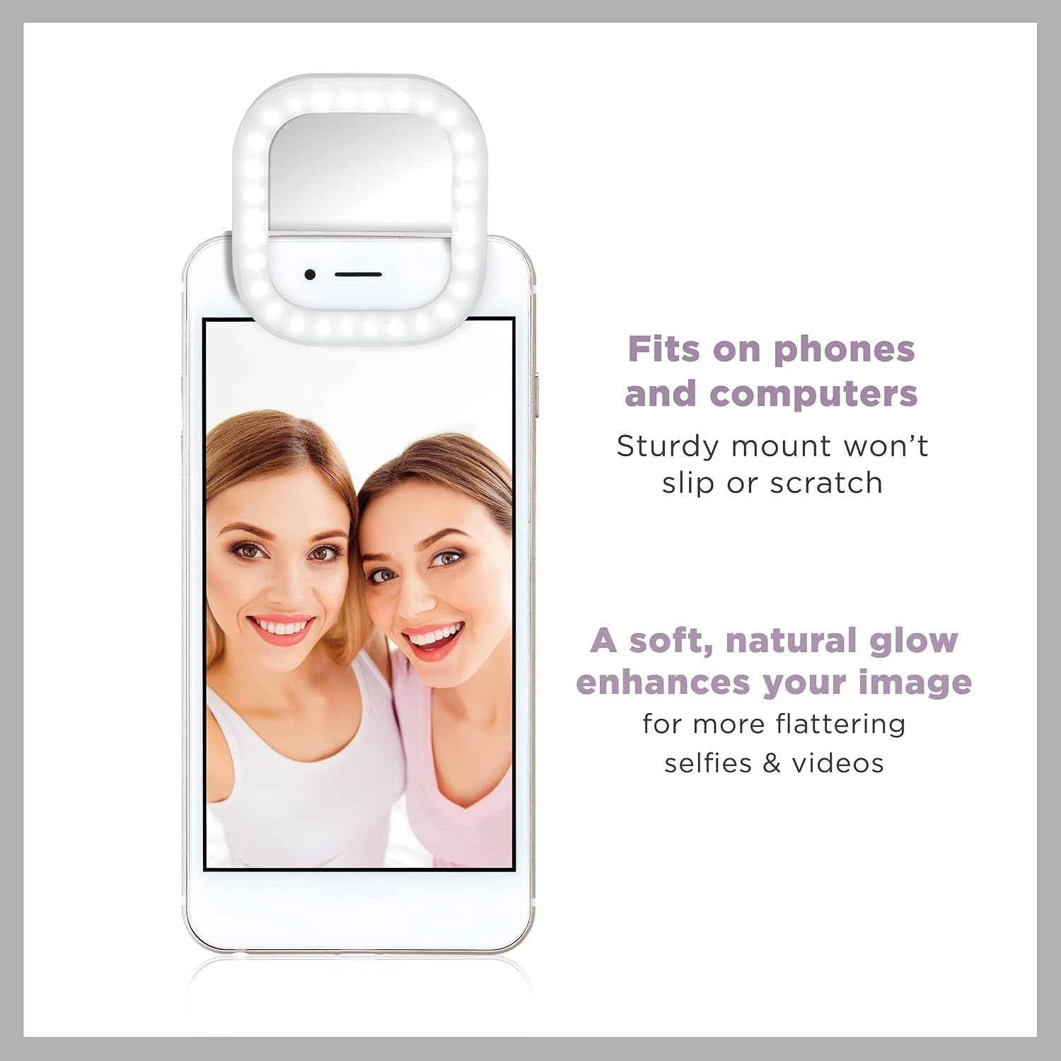 image:imageConair Lighted Makeup Mirror for Phone Selfie Ring Light and Vanity Mirror Battery Operated White118L x 43W
