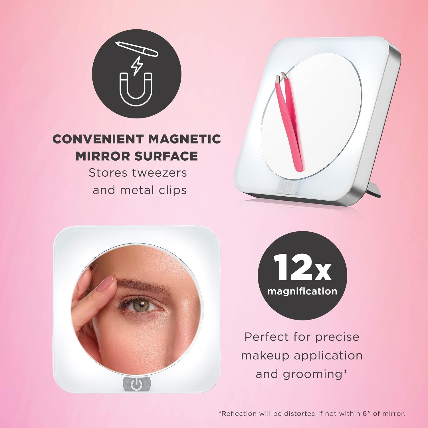 image:imageConair Lighted Makeup Mirror for Phone Selfie Ring Light and Vanity Mirror Battery Operated White15x438x662 Inch Pack of 2