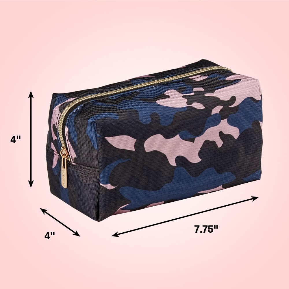 image:imageConair Makeup Bag Cosmetic Bag Great for Makeup Brushes Cosmetics Perfect for CarryOn Organizer Shape in Blue Pink and Black Camouflage