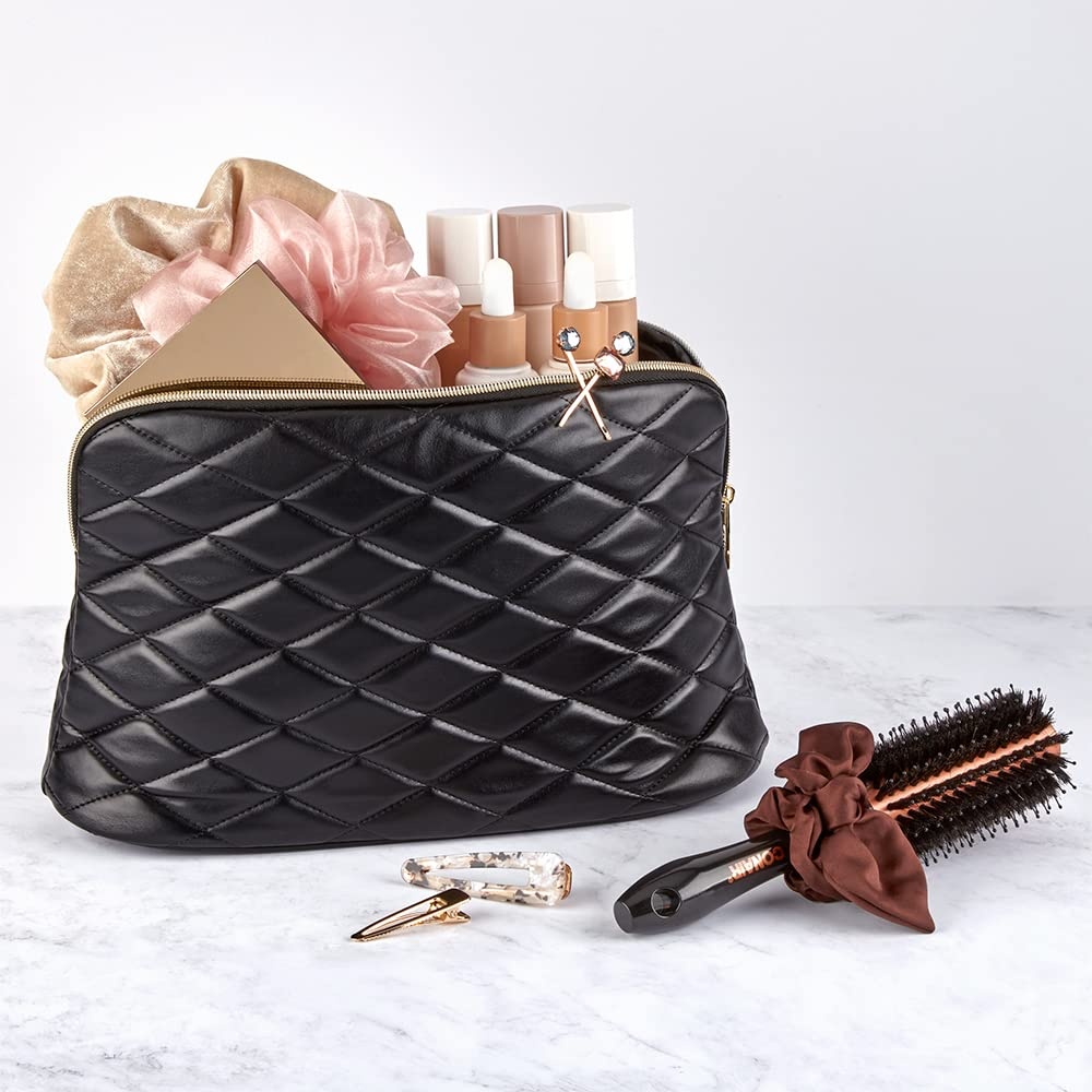 image:imageConair Makeup Bag Cosmetic Bag Great for Makeup Brushes or Cosmetics Perfect Size for Tote Bag or CarryOn Organizer Shape in Black Diamond Quilt PatternClutch Pack of 2