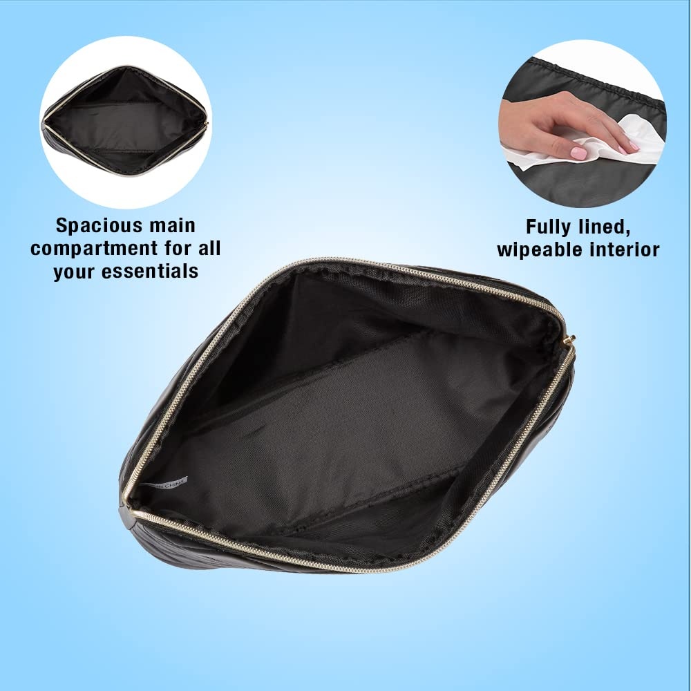 image:imageConair Makeup Bag Cosmetic Bag Great for Makeup Brushes or Cosmetics Perfect Size for Tote Bag or CarryOn Organizer Shape in Black Diamond Quilt PatternClutch Pack of 2