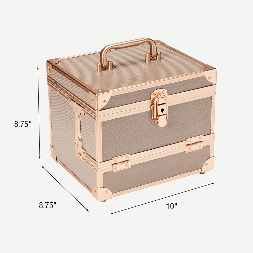 image:imageConair Makeup Beauty Case Cosmetic Case with Expandable Shelves and Locking Latch Professional makeup case Silver Diamond London SOHO New York by ConairBronze