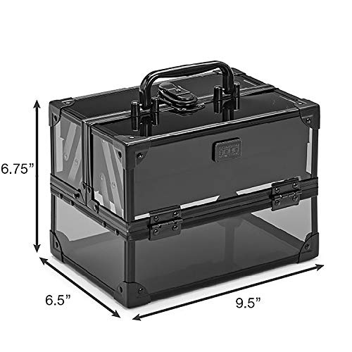 image:imageConair Makeup Beauty Case Cosmetic Case with Expandable Shelves and Locking Latch in Black Print London SOHO New York for ConairBlack