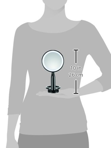 image:imageConair Plastic DoubleSided Lighted Makeup Mirror Lighted Vanity Makeup Mirror with LED Lights 1x3x magnification White compact great for travelBlack