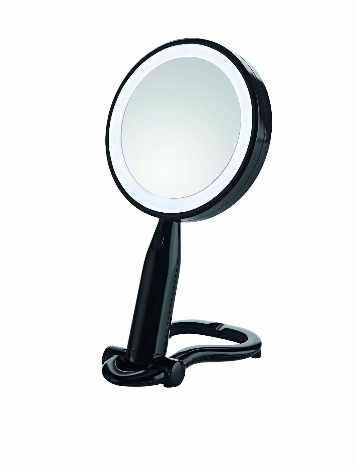 image:imageConair Plastic DoubleSided Lighted Makeup Mirror Lighted Vanity Makeup Mirror with LED Lights 1x3x magnification White compact great for travelBlack