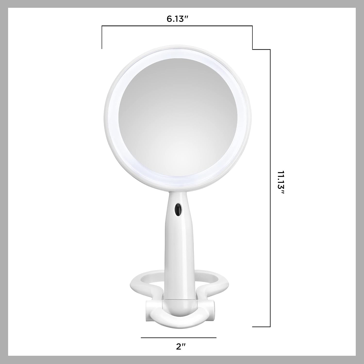 image:imageConair Plastic DoubleSided Lighted Makeup Mirror Lighted Vanity Makeup Mirror with LED Lights 1x3x magnification White compact great for travelWhite