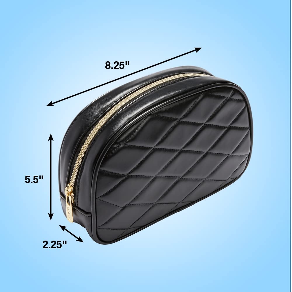 image:imageConair Small Makeup Bag Cosmetic Bag for Everyday TouchUps or Jewelery Perfect Size for Purse or CarryOn Small Organizer Shape in Black Diamond Quilt