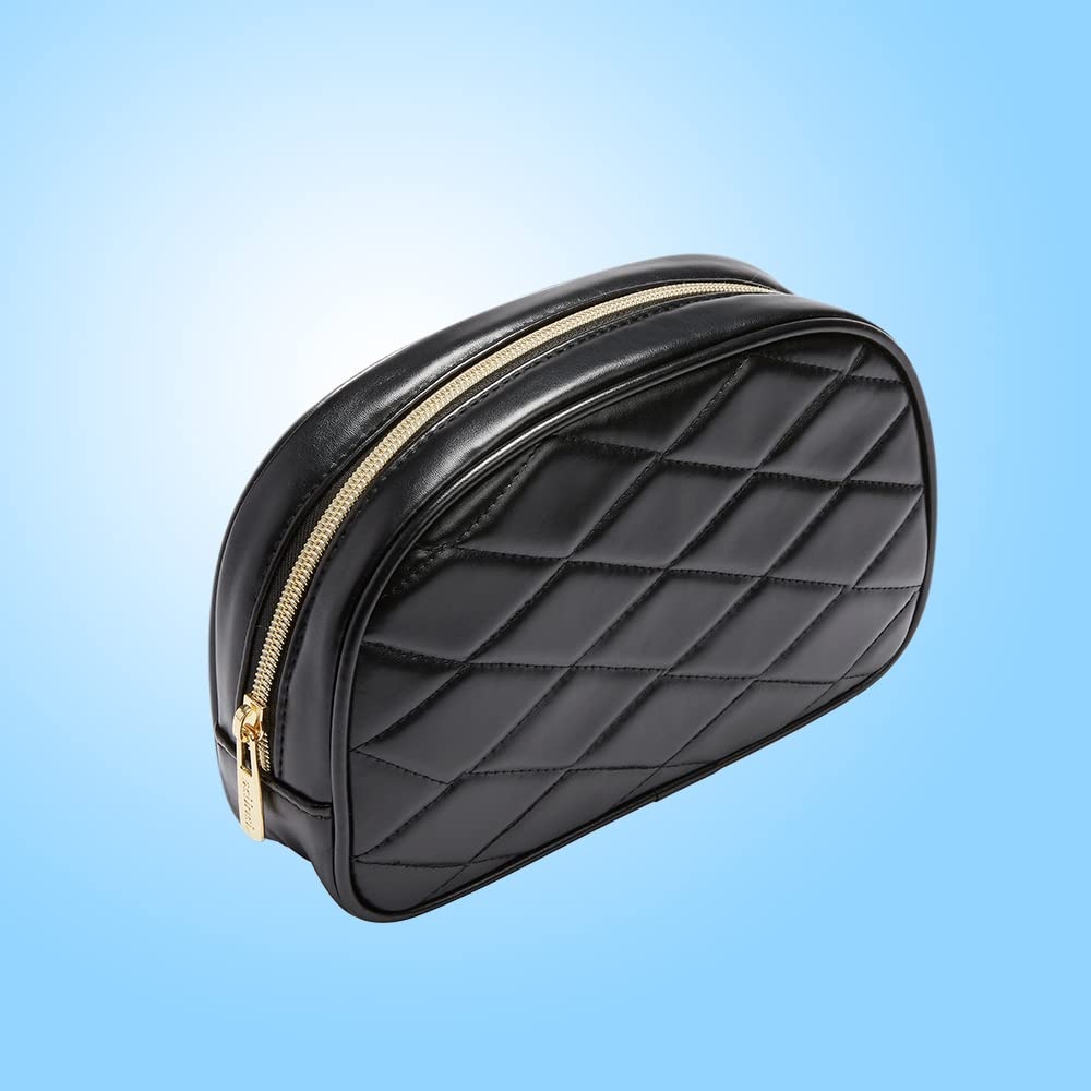image:imageConair Small Makeup Bag Cosmetic Bag for Everyday TouchUps or Jewelery Perfect Size for Purse or CarryOn Small Organizer Shape in Black Diamond Quilt