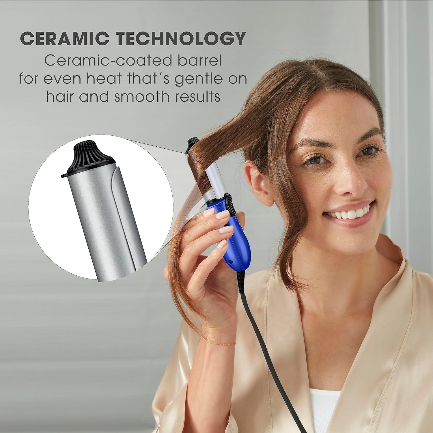 image:imageConair Travel Curling Iron Mini 1 Inch Ceramic Curling Iron in White by Travel SmartBlue
