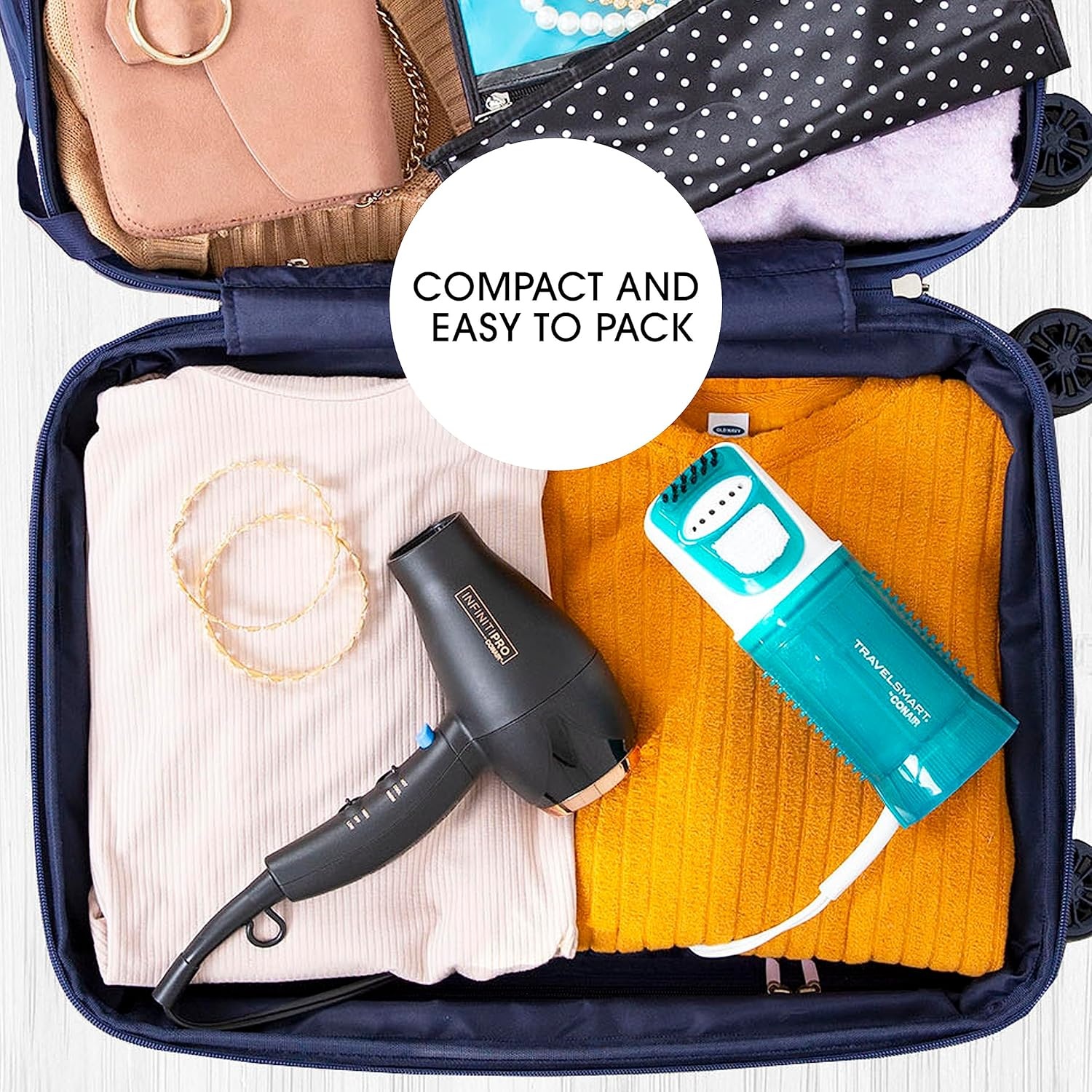 image:imageConair Travel Steamer for Clothes Mini Garment Steamer Fabric Steamer in Green by Travel Smart Packable in Carry On Luggage Dual Voltage