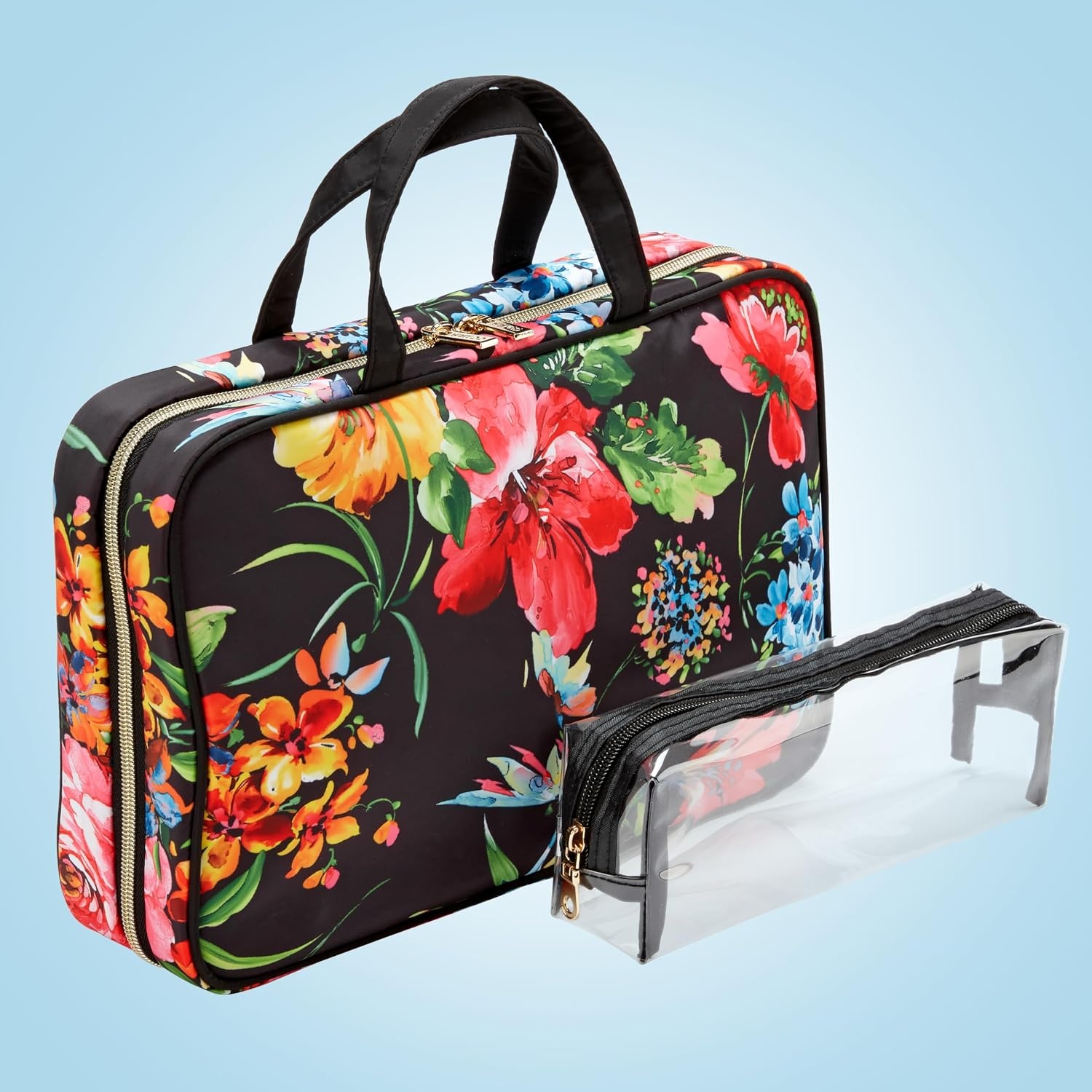 image:imageConair Travel Toiletry Bag Makeup Bag Cosmetic Bag Travel Makeup BagBlack Floral