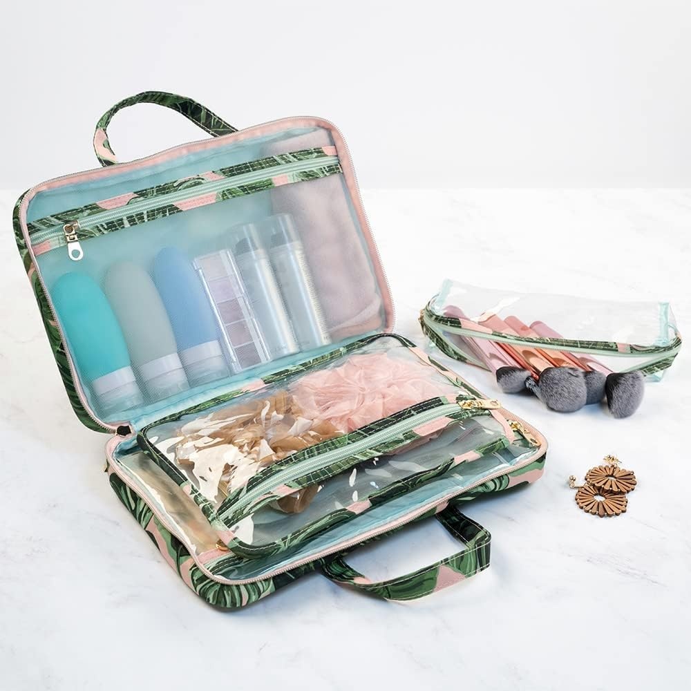 image:imageConair Travel Toiletry Bag Makeup Bag Cosmetic Bag Travel Makeup BagPink Palm