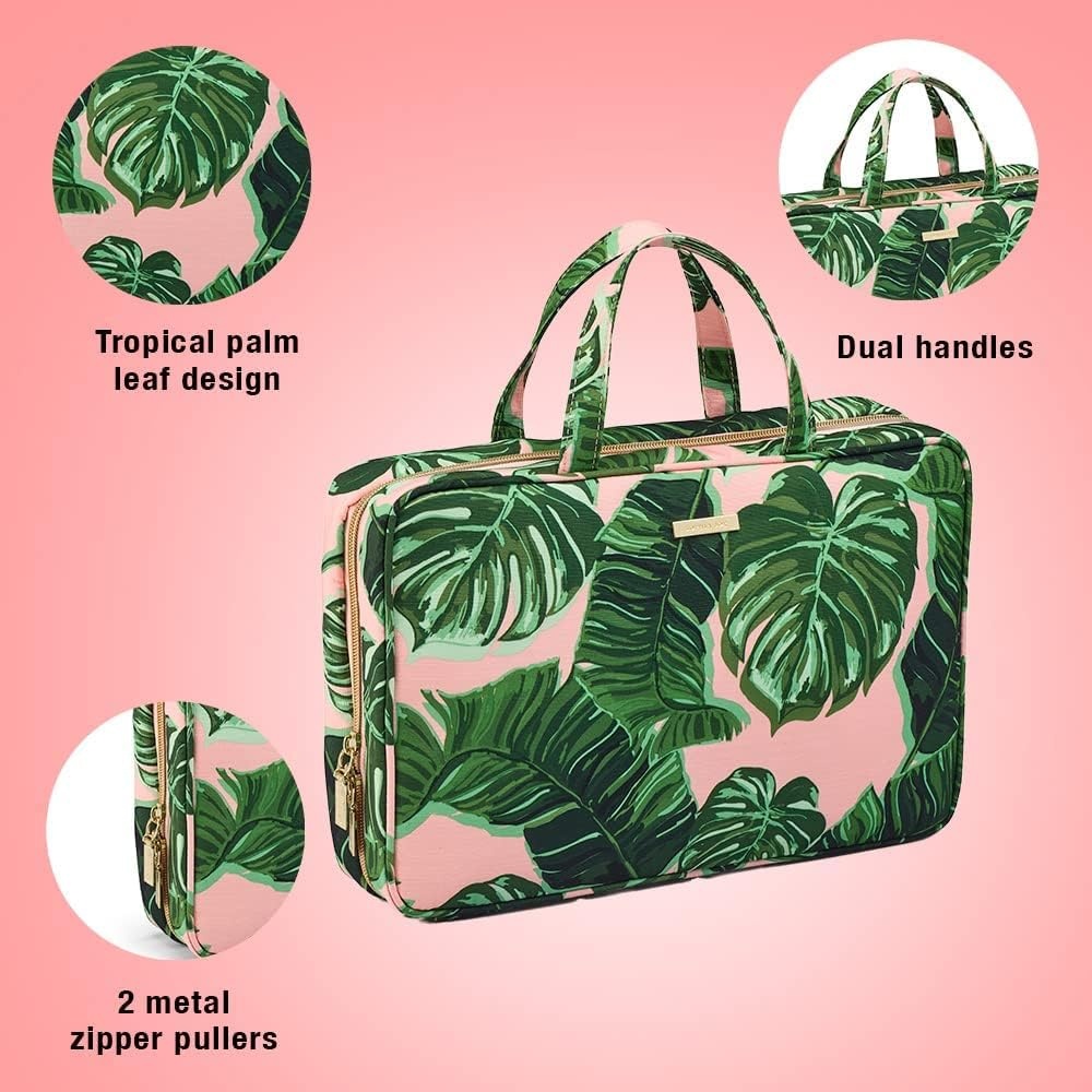 image:imageConair Travel Toiletry Bag Makeup Bag Cosmetic Bag Travel Makeup BagPink Palm