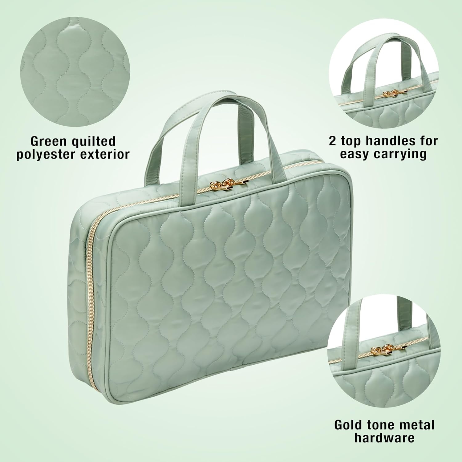 image:imageConair Travel Toiletry Bag Makeup Bag Cosmetic Bag Travel Makeup BagSage Green