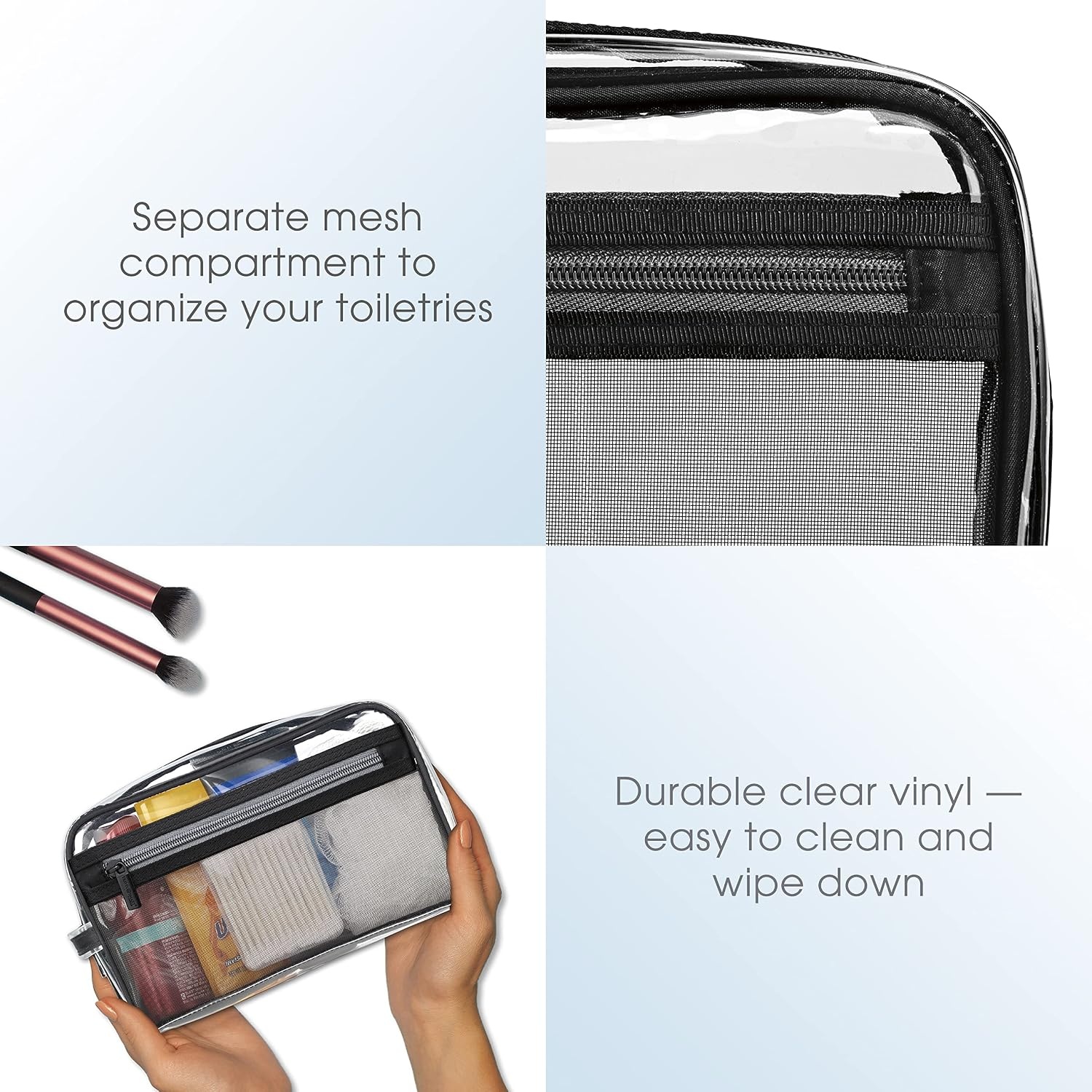 image:imageConair Travel Toiletry Bag for Women and Men Clear Bag by Travel SmartPack of 6