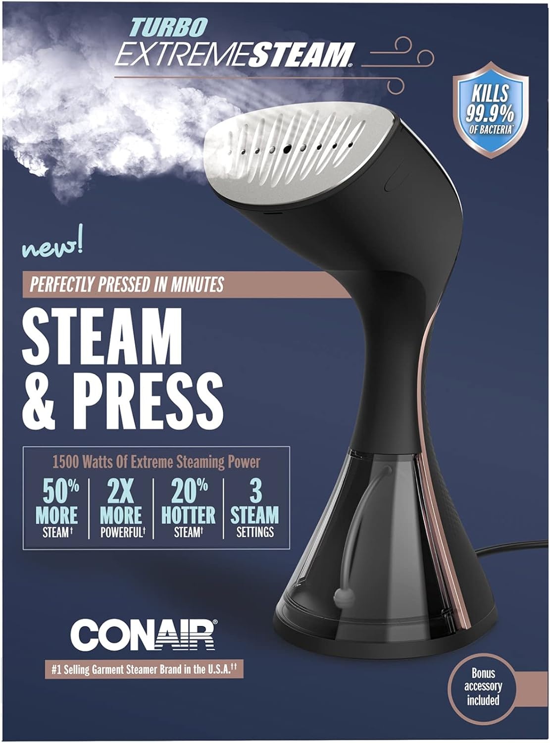 image:imageConair Turbo ExtremeSteam 1500 Watt HandHeld Fabric Steamer