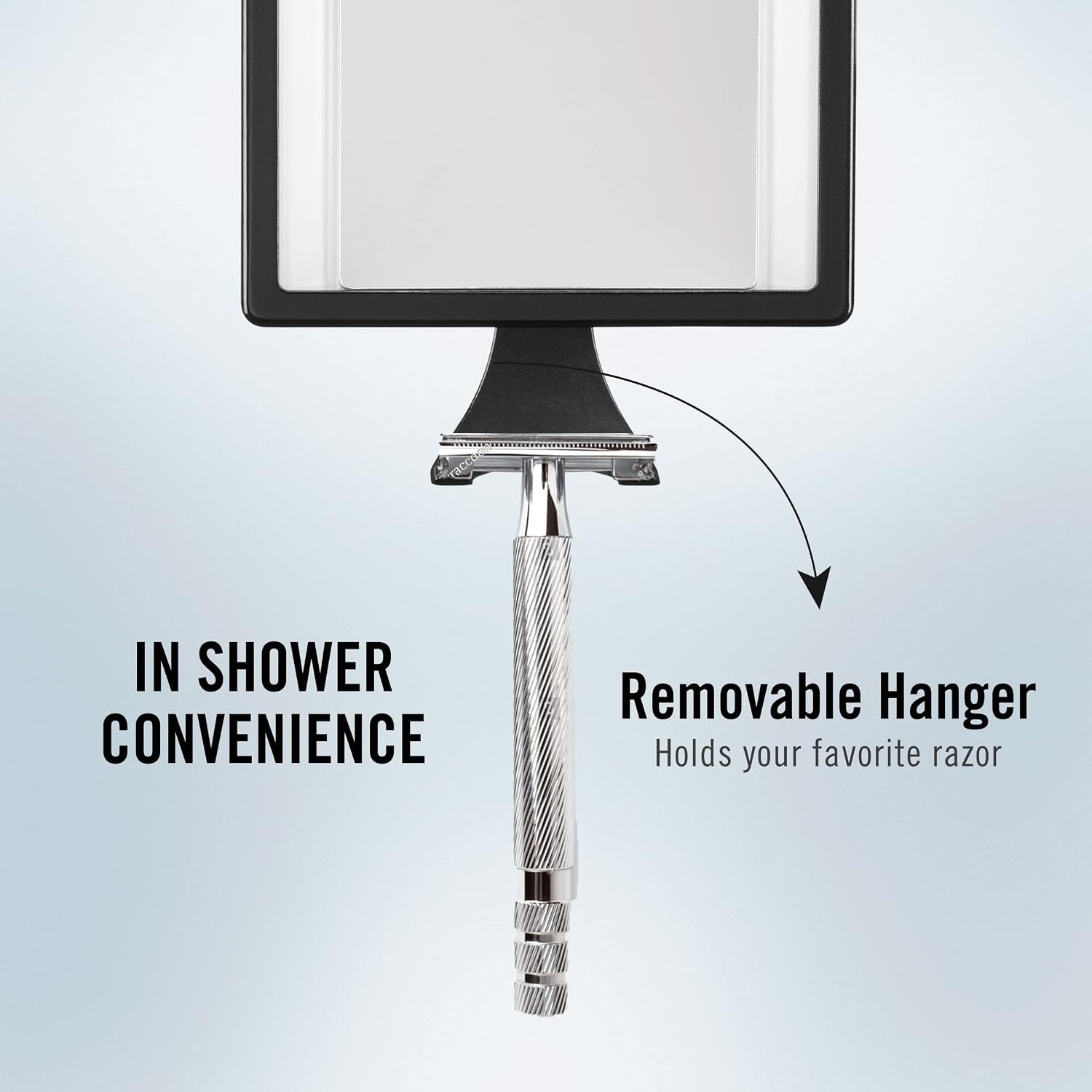 image:imageConairMan Lighted Mirror Fogless Mirror for Shower with 2X Magnification Shower Mirror Fogless for Shaving Battery Operated in Glossy Black 73L x 5W