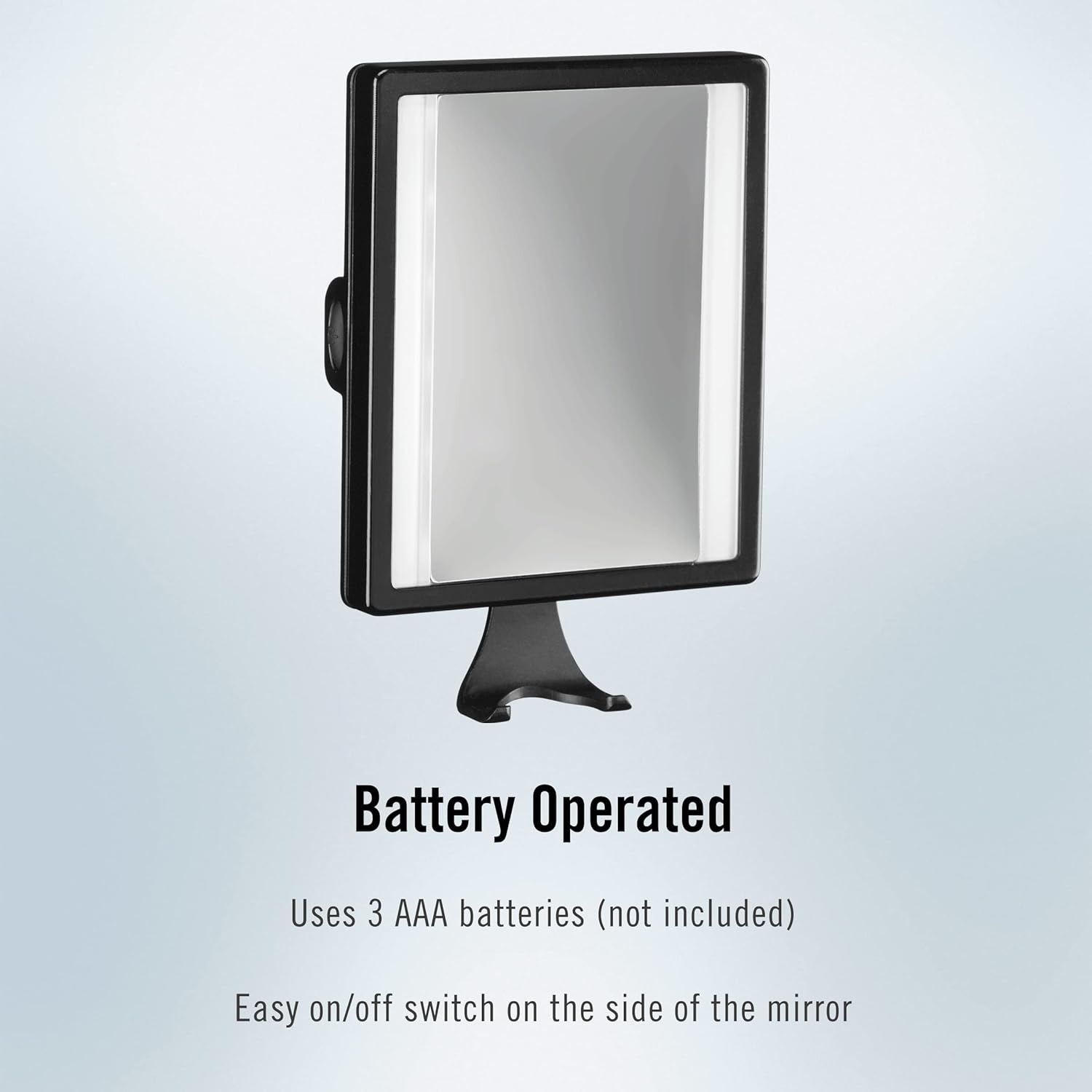 image:imageConairMan Lighted Mirror Fogless Mirror for Shower with 2X Magnification Shower Mirror Fogless for Shaving Battery Operated in Glossy Black 73L x 5W