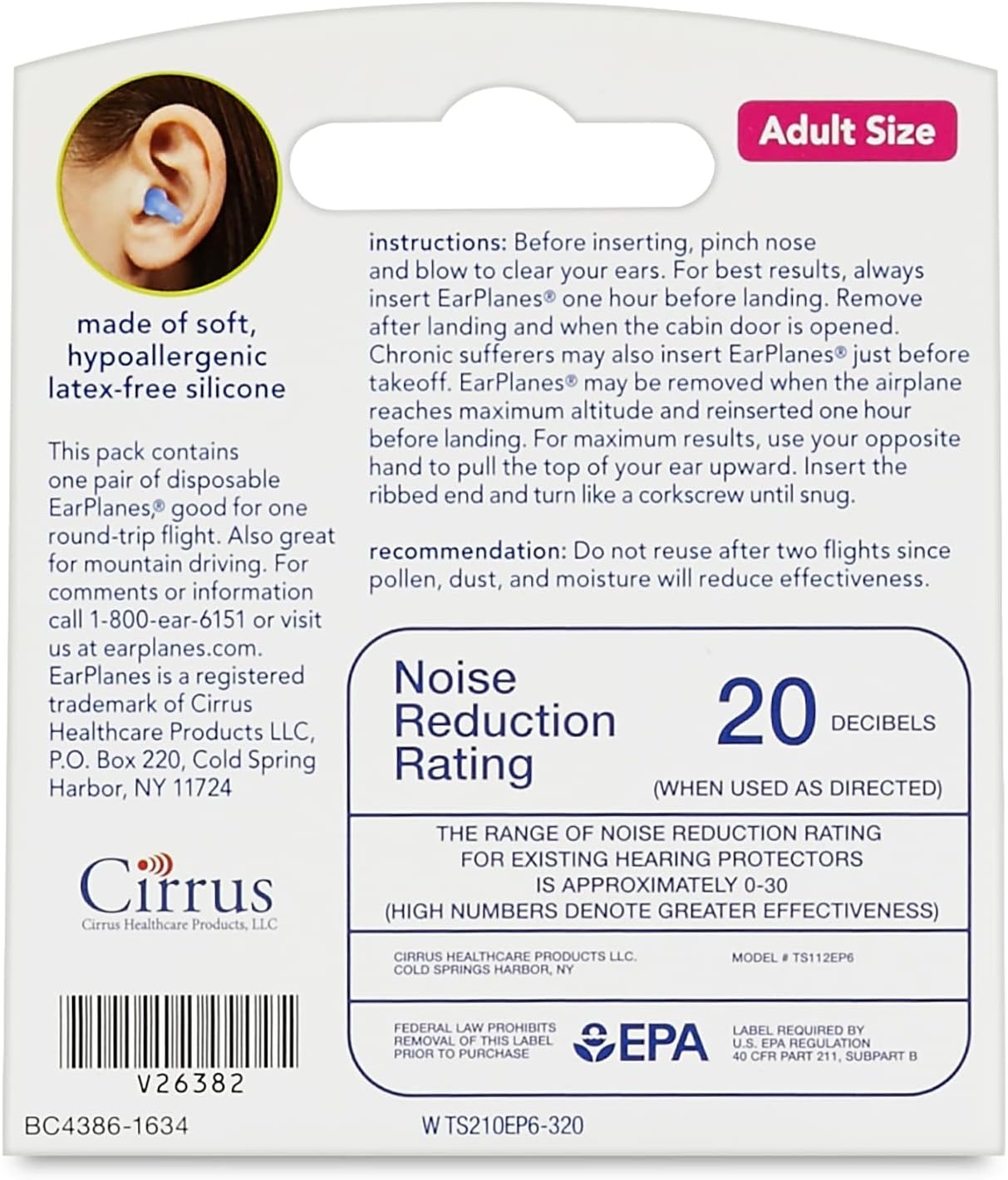 image:imageOriginal Child EarPlanes by Cirrus Healthcare Ear Plugs Airplane Travel Ear Protection 1 Pair SizeSmall
