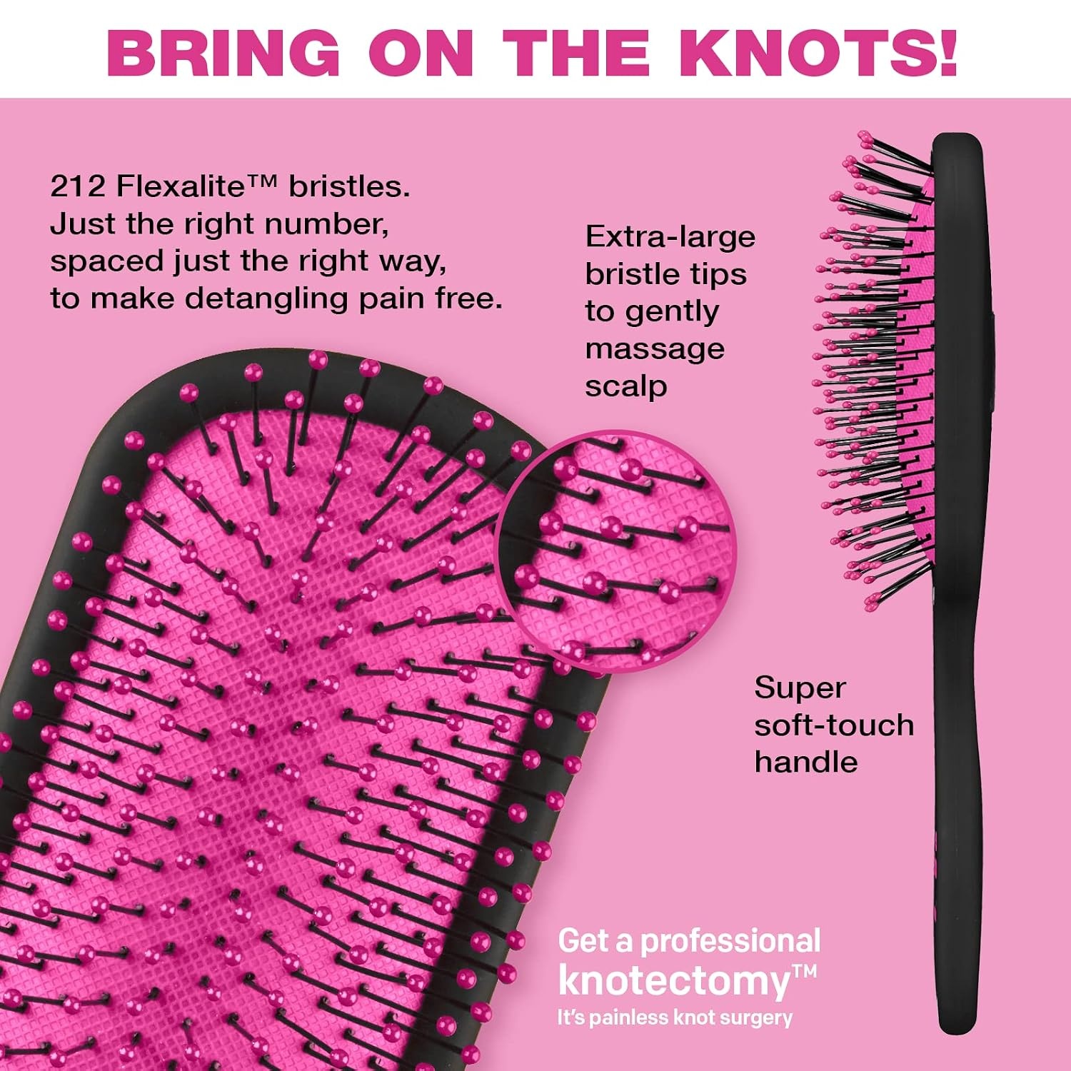 image:imageThe Knot Dr hair brush by Conair Detangling hair brush Removes Knots and Tangles in wet or dry Hair hair brushes for women PinkBlack