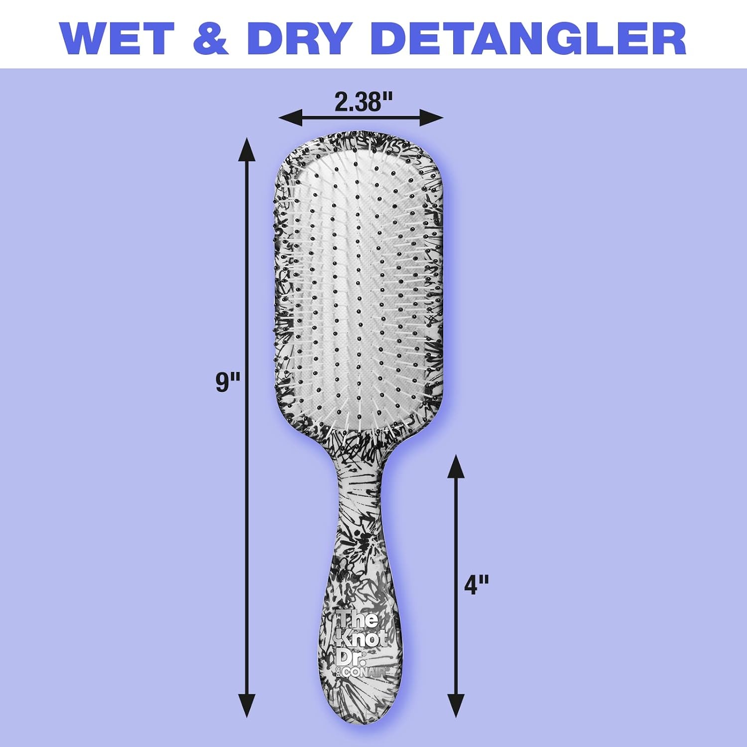 image:imageThe Knot Dr hair brush by Conair Detangling hair brush Removes Knots and Tangles in wet or dry Hair hair brushes for women PinkBlackWhite Floral