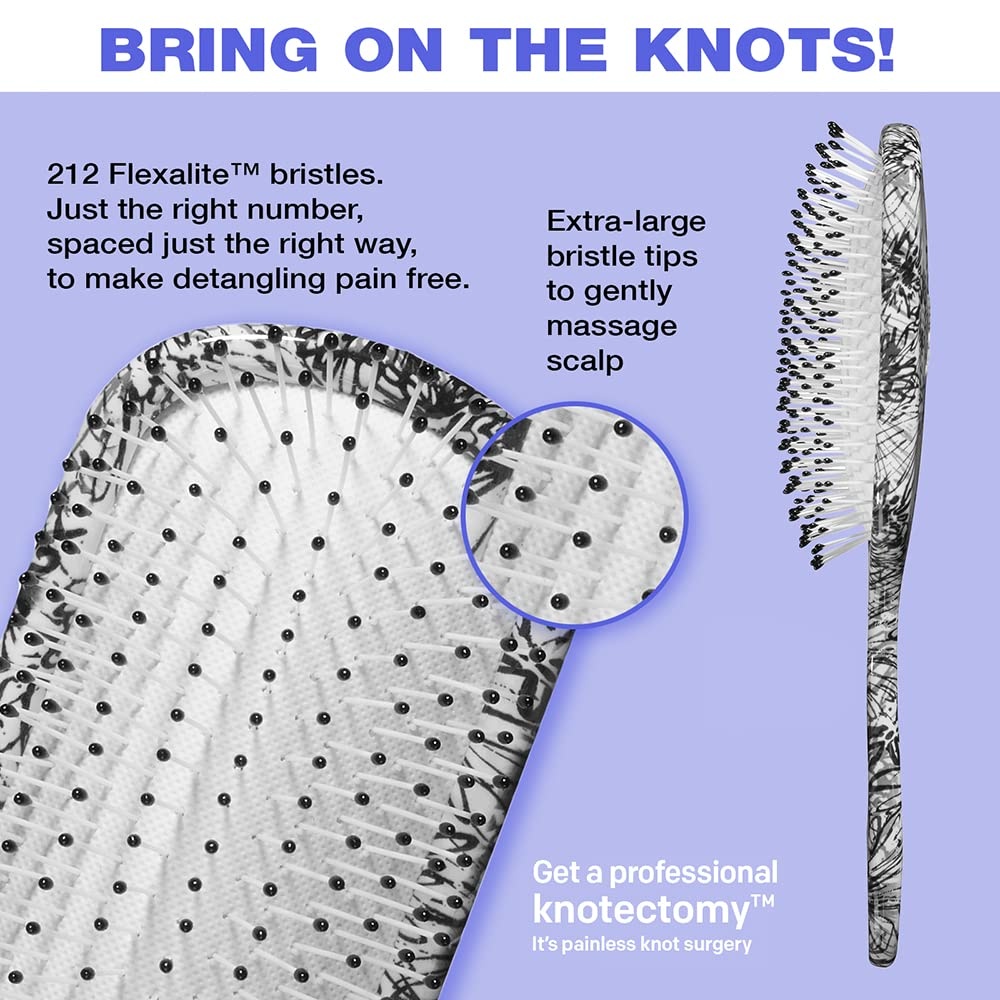 image:imageThe Knot Dr hair brush by Conair Detangling hair brush Removes Knots and Tangles in wet or dry Hair hair brushes for women PinkBlackWhite Floral