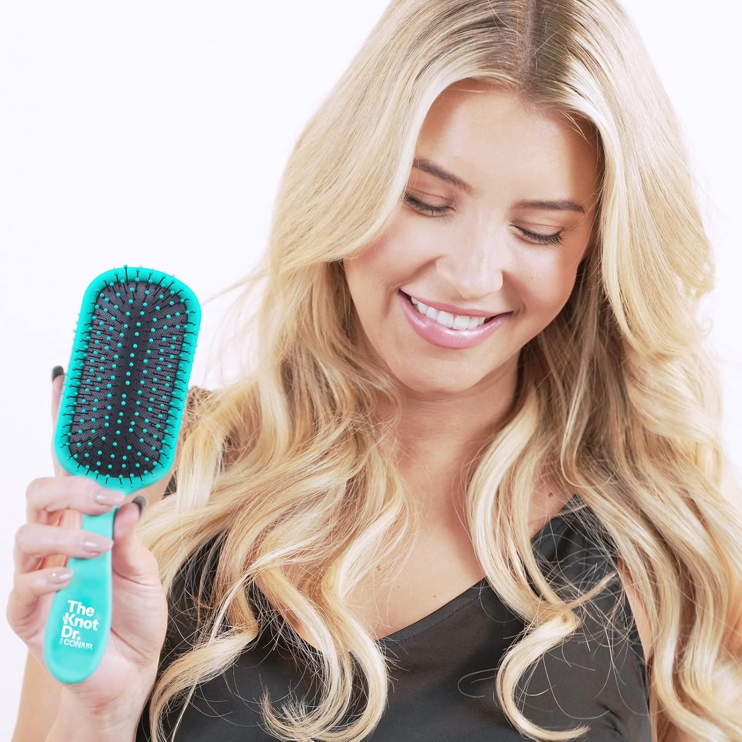 image:imageThe Knot Dr hair brush by Conair Detangling hair brush Removes Knots and Tangles in wet or dry Hair hair brushes for women PinkCoral Blue