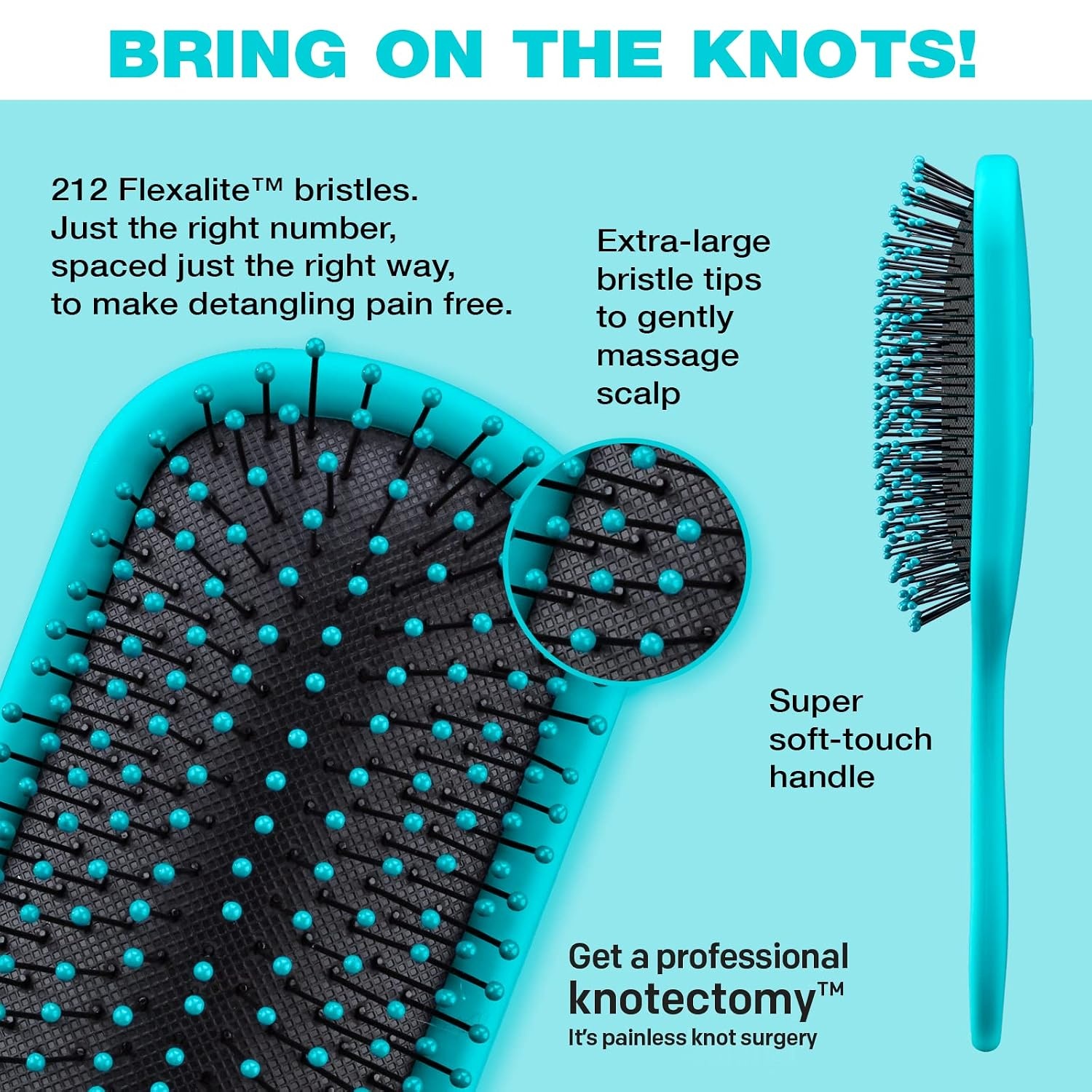 image:imageThe Knot Dr hair brush by Conair Detangling hair brush Removes Knots and Tangles in wet or dry Hair hair brushes for women PinkCoral Blue