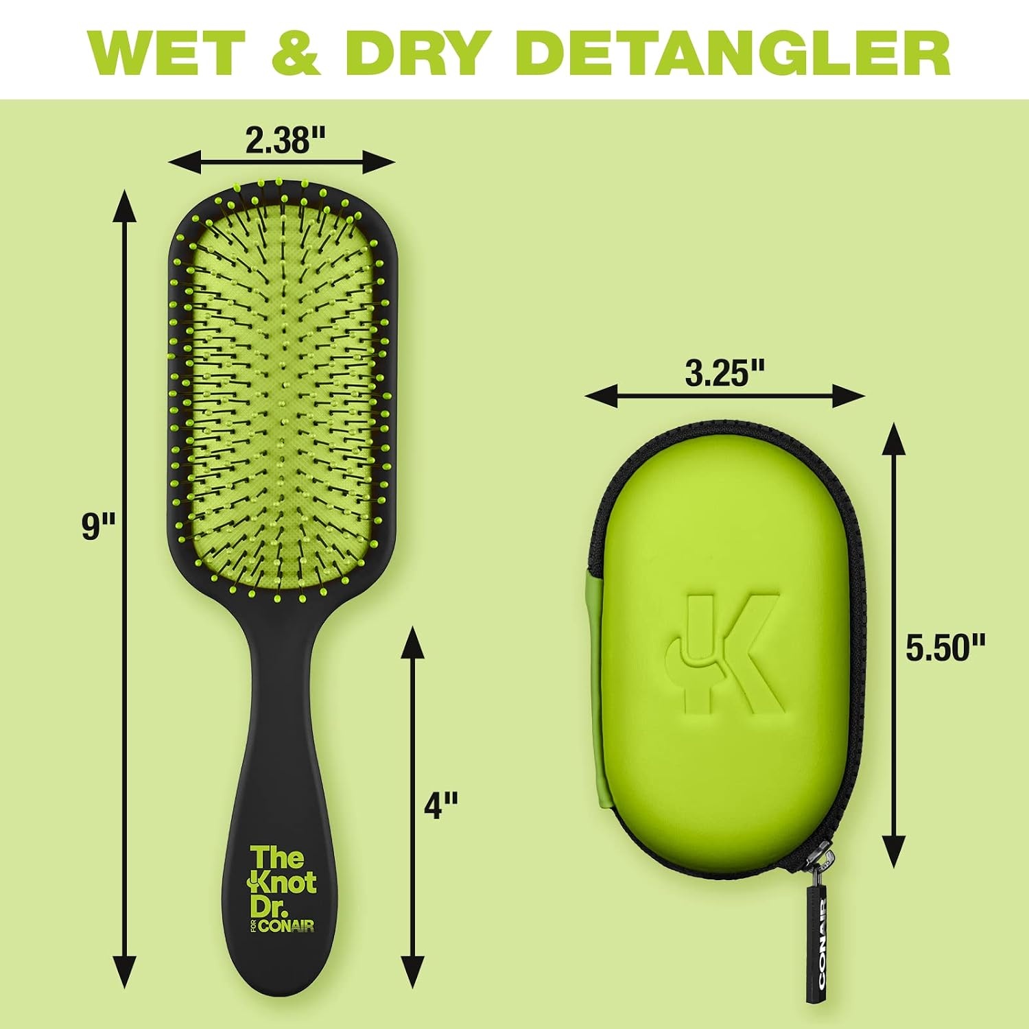 image:imageThe Knot Dr hair brush by Conair Detangling hair brush Removes Knots and Tangles in wet or dry Hair hair brushes for women PinkGreen