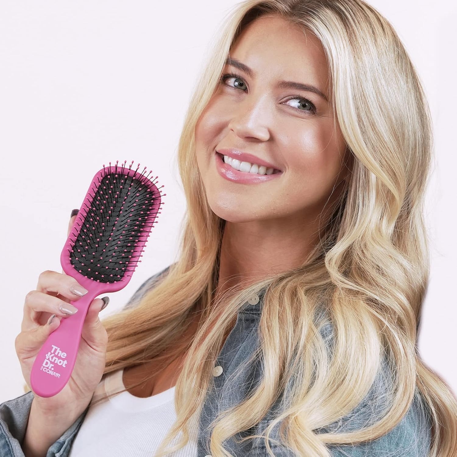 image:imageThe Knot Dr hair brush by Conair Detangling hair brush Removes Knots and Tangles in wet or dry Hair hair brushes for women PinkHot Pink