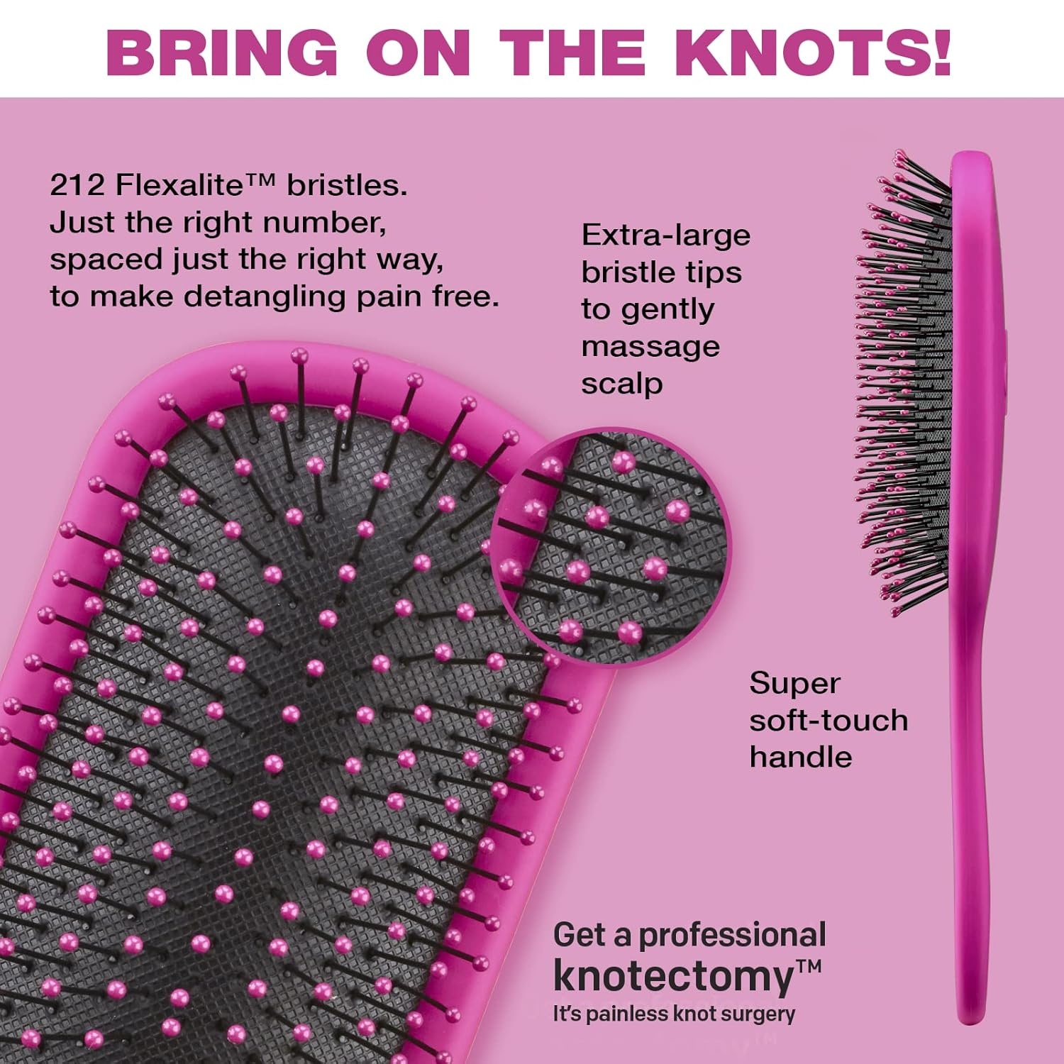 image:imageThe Knot Dr hair brush by Conair Detangling hair brush Removes Knots and Tangles in wet or dry Hair hair brushes for women PinkPink