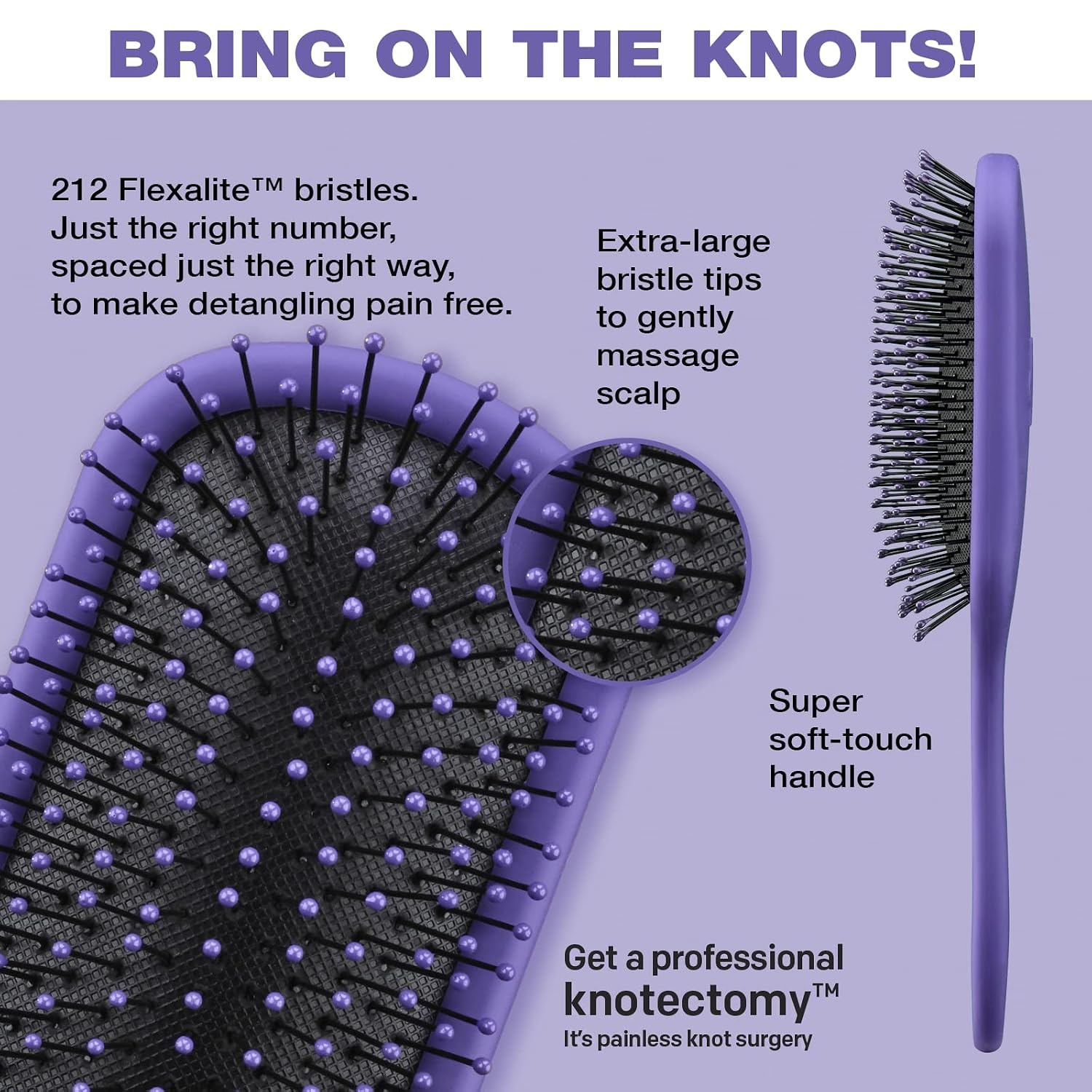 image:imageThe Knot Dr hair brush by Conair Detangling hair brush Removes Knots and Tangles in wet or dry Hair hair brushes for women PinkPurple