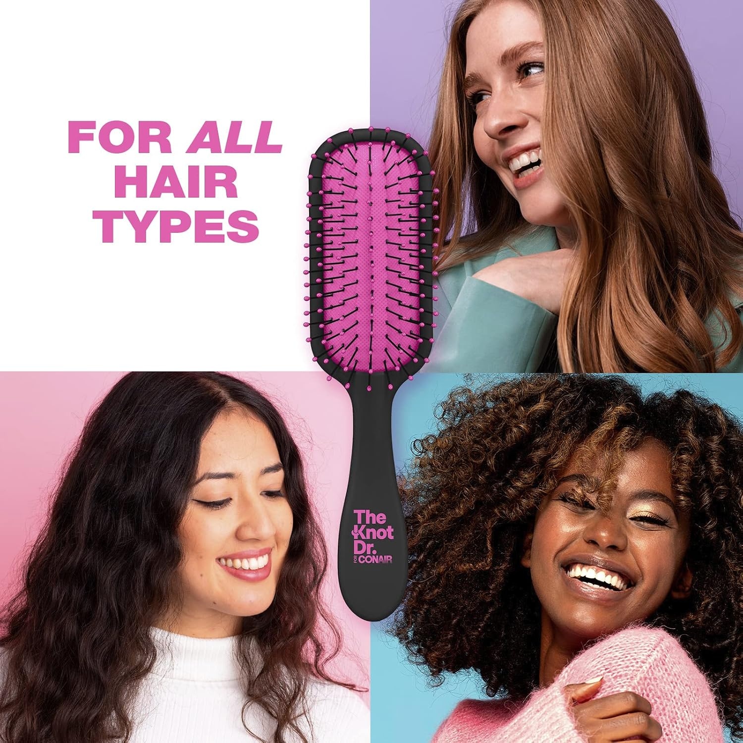 image:imageThe Knot Dr hair brush by Conair Detangling hair brush Travel Brush wet brush Removes Knots and Tangles in wet or dry hair PinkPink Mini