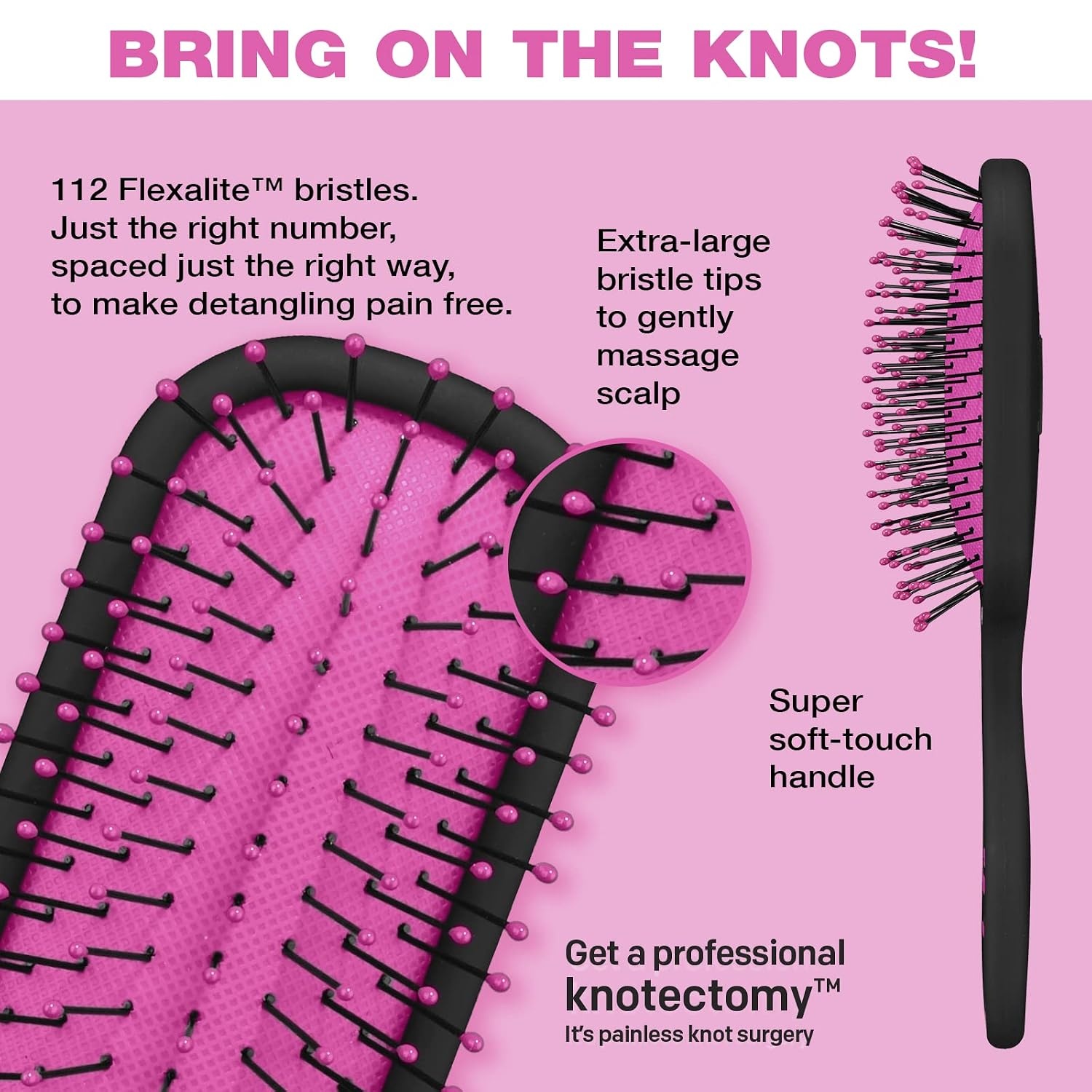 image:imageThe Knot Dr hair brush by Conair Detangling hair brush Travel Brush wet brush Removes Knots and Tangles in wet or dry hair PinkPink Mini
