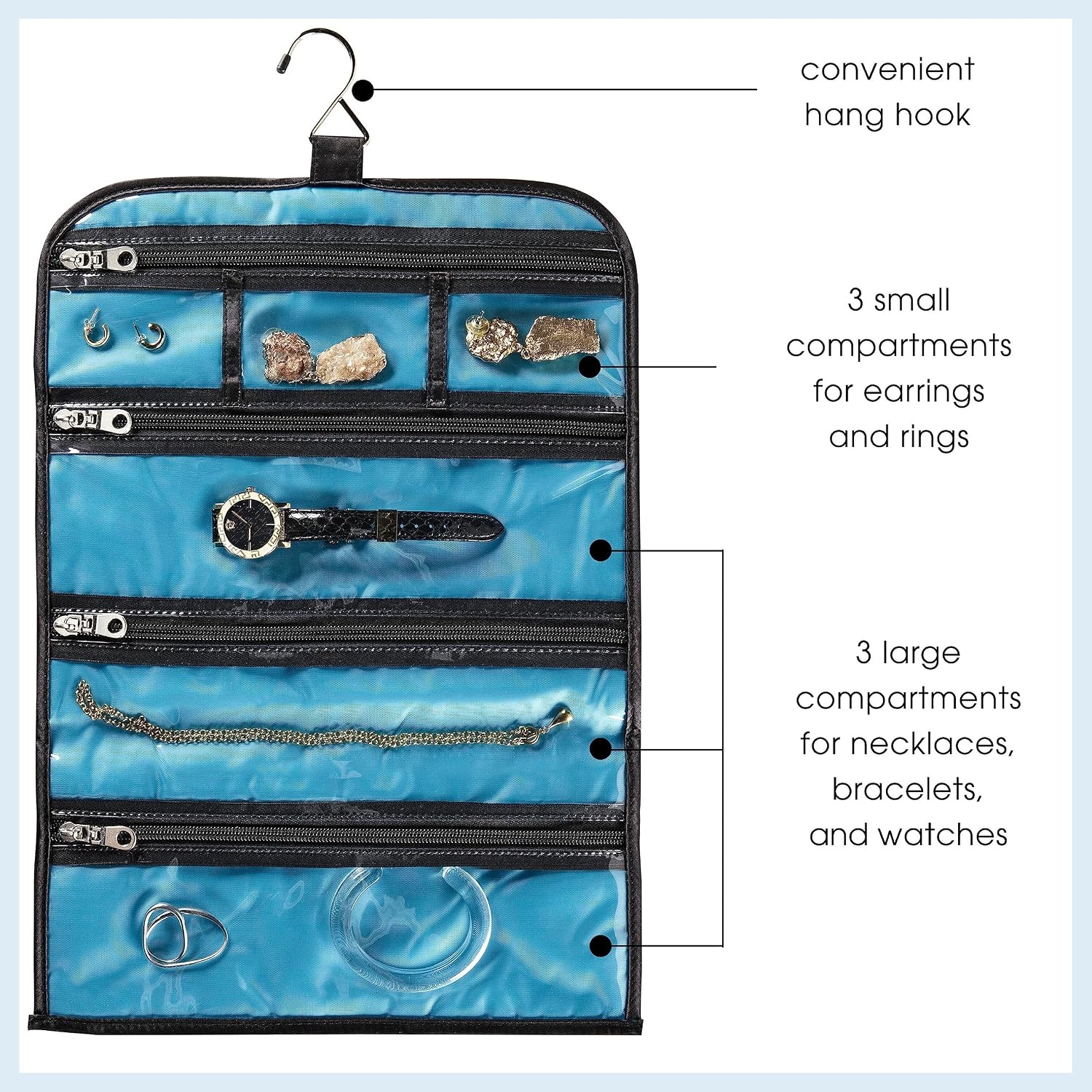 image:imageTravel Smart by Conair Jewelry Roll Bag BlackWhiteBlackWhite